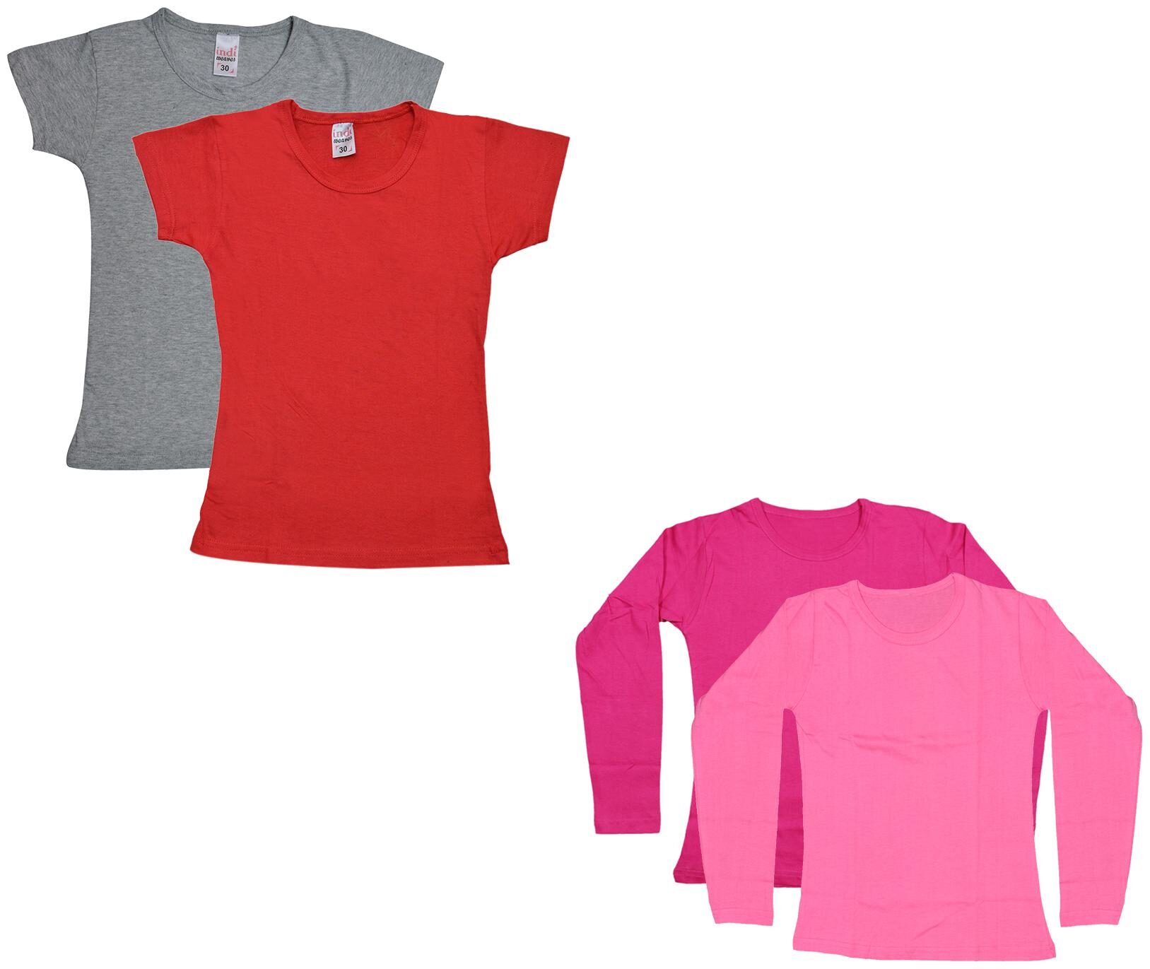 

Indiweaves Girl Cotton Solid T shirt - Multi
