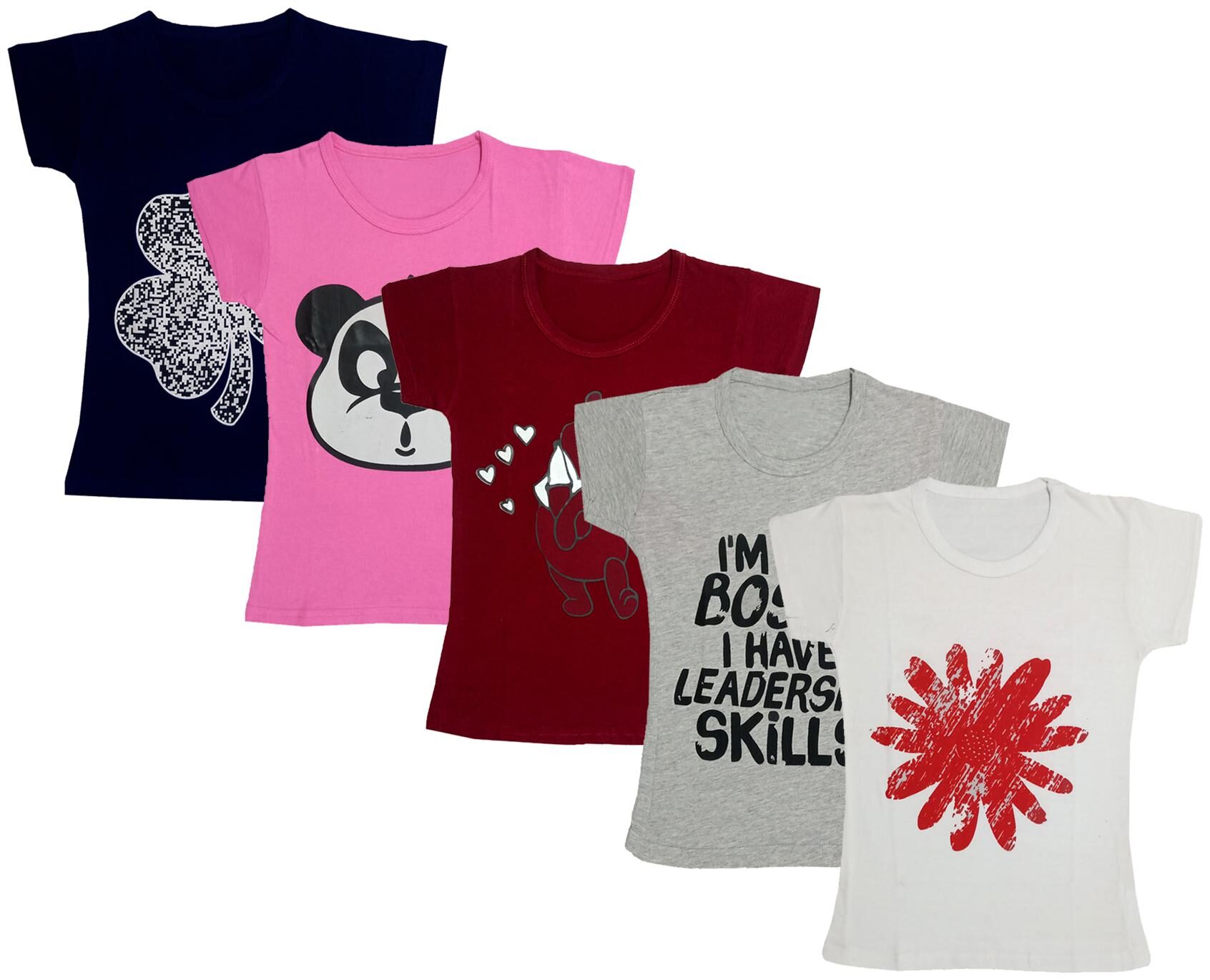 

Indiweaves Girl Cotton Printed T shirt - Multi
