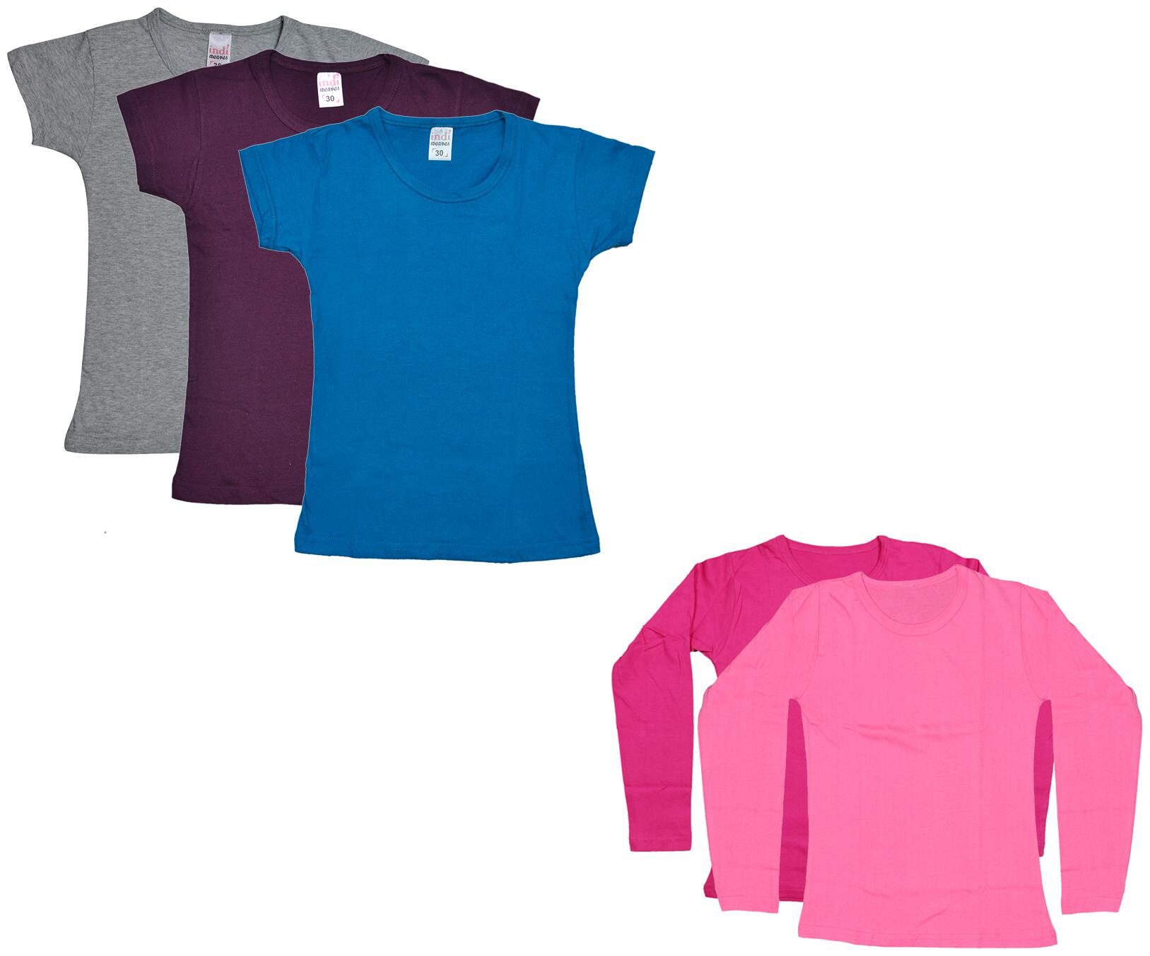 

Indiweaves Girl Cotton Solid T shirt - Multi