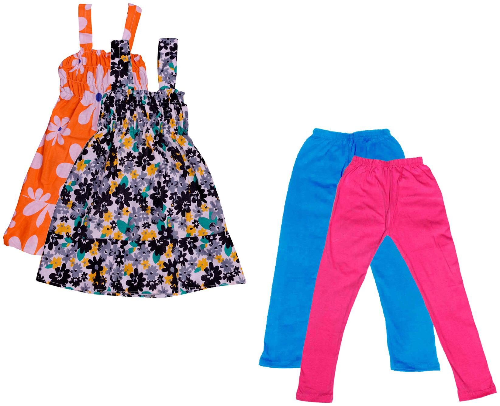 

Indiweaves Girl Cotton Top Bottom Set - Multi