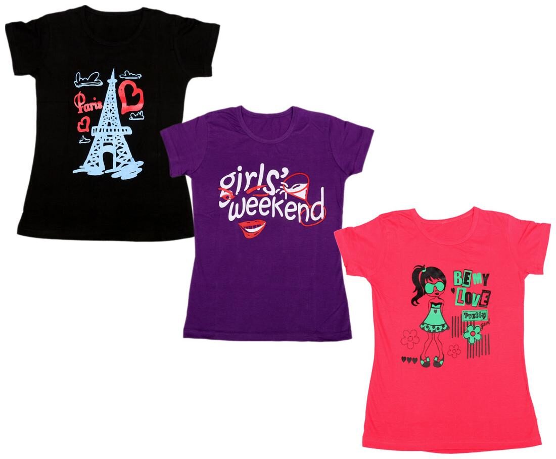 

Indiweaves Girl Cotton Printed T shirt - Multi
