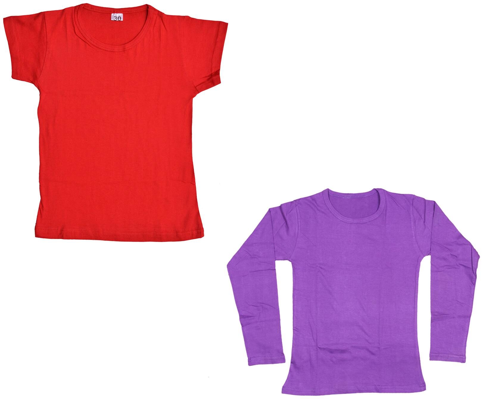 

Indiweaves Girl Cotton Solid T shirt - Multi