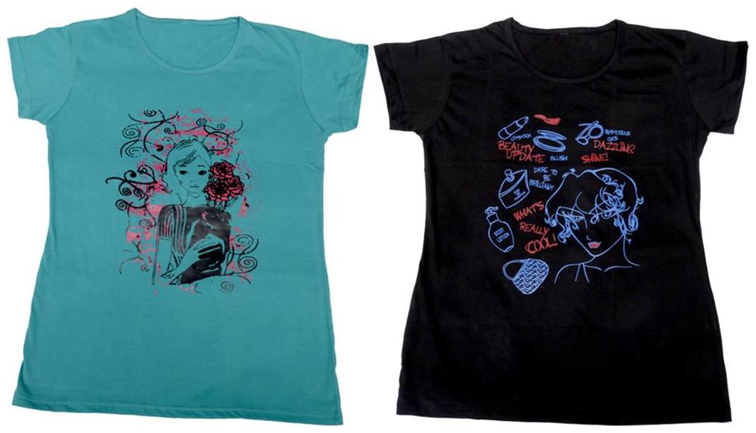 

Indiweaves Girl Cotton Solid T shirt - Multi