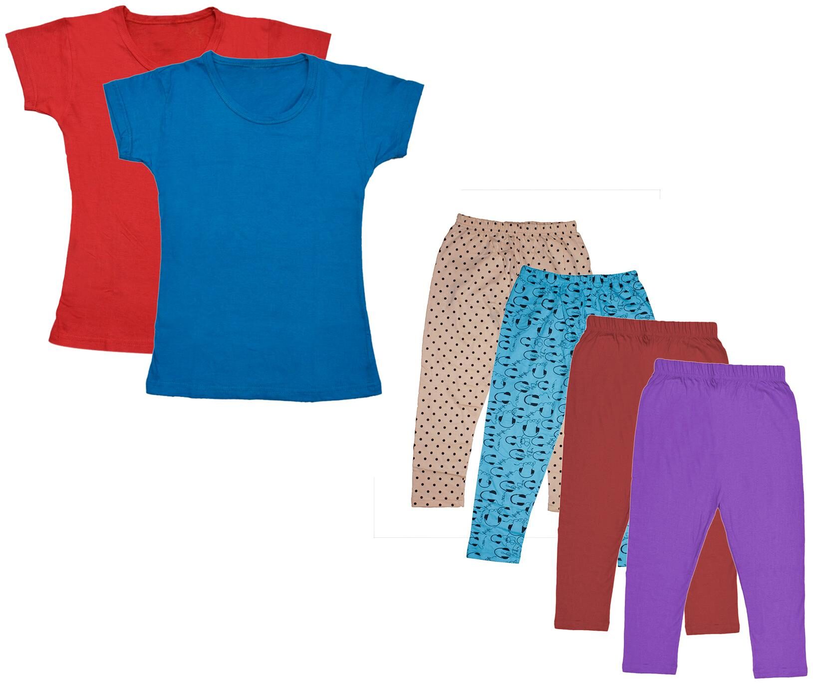 

Indiweaves Girl Cotton Top Bottom Set - Multi