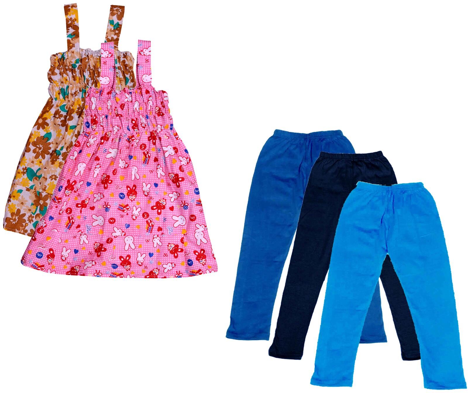 

Indiweaves Girl Cotton Top Bottom Set - Multi