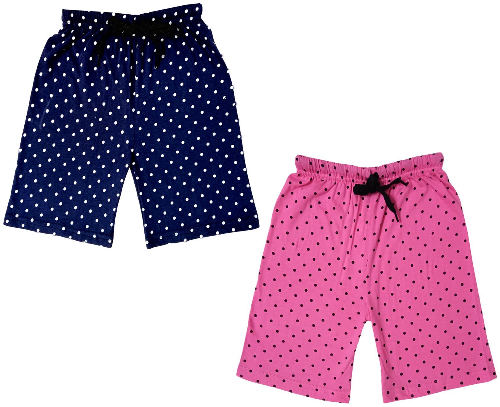 

IndiWeaves Girls Cotton Polka Dots Relaxed Fit Shorts (Pack of 2)