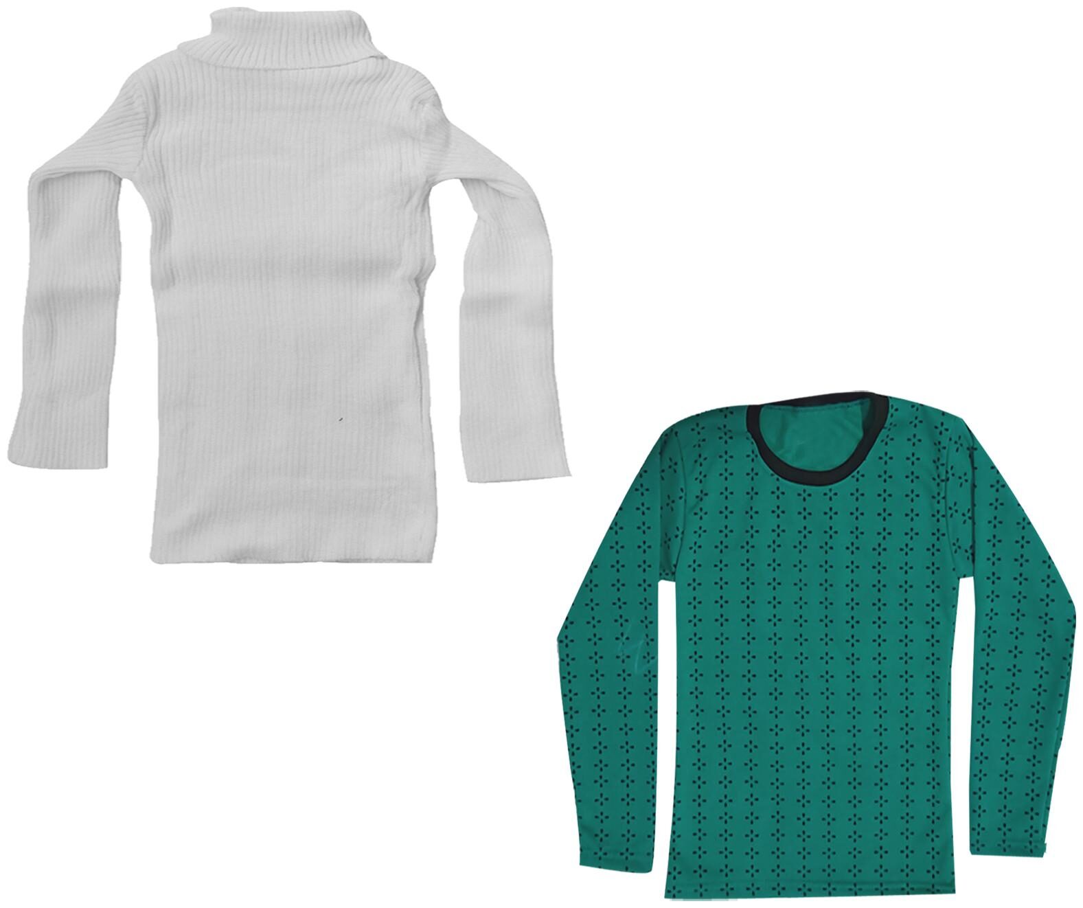 

Indiweaves Girl Wool Printed T shirt - White Green