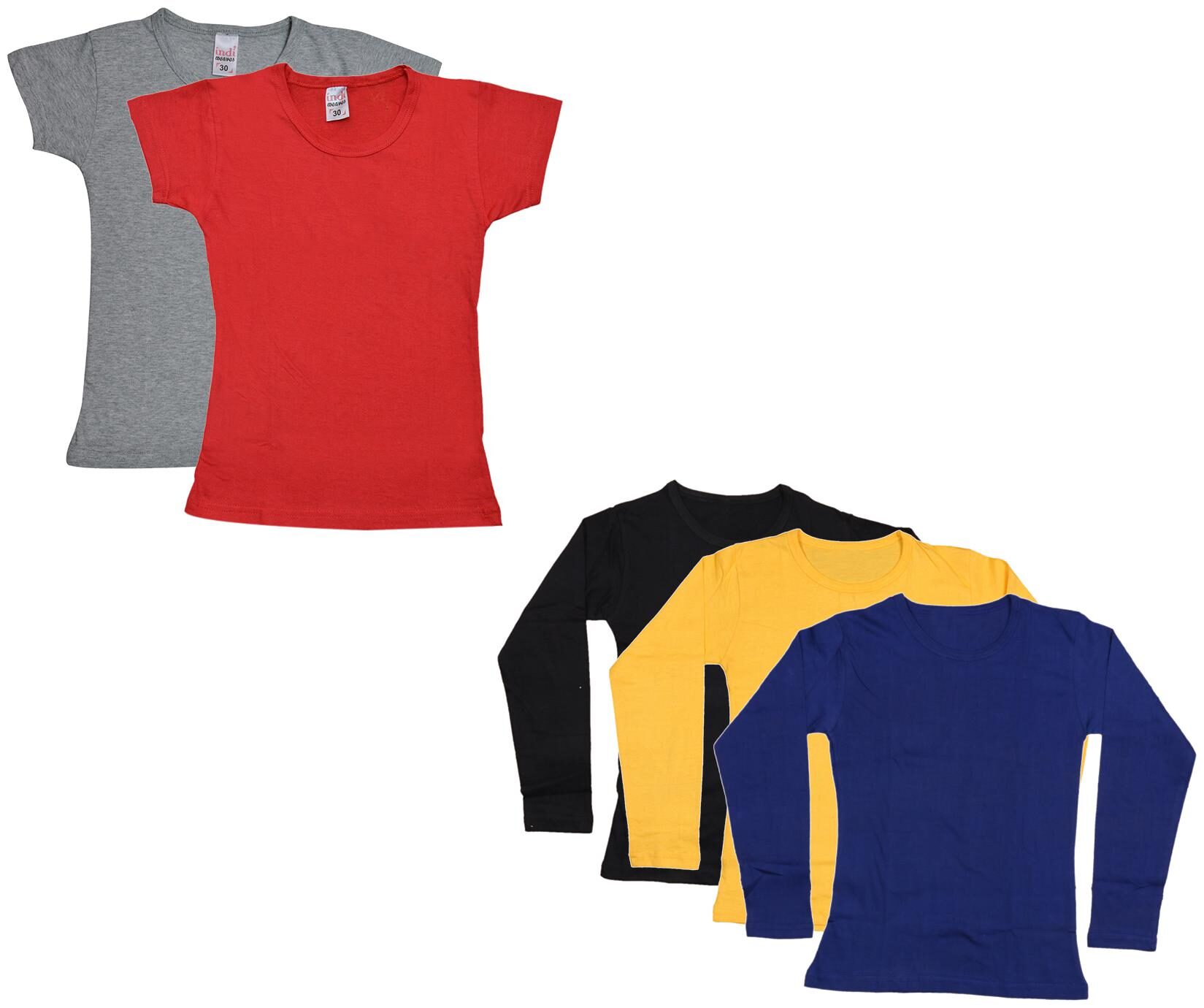 

Indiweaves Girl Cotton Solid T shirt - Multi
