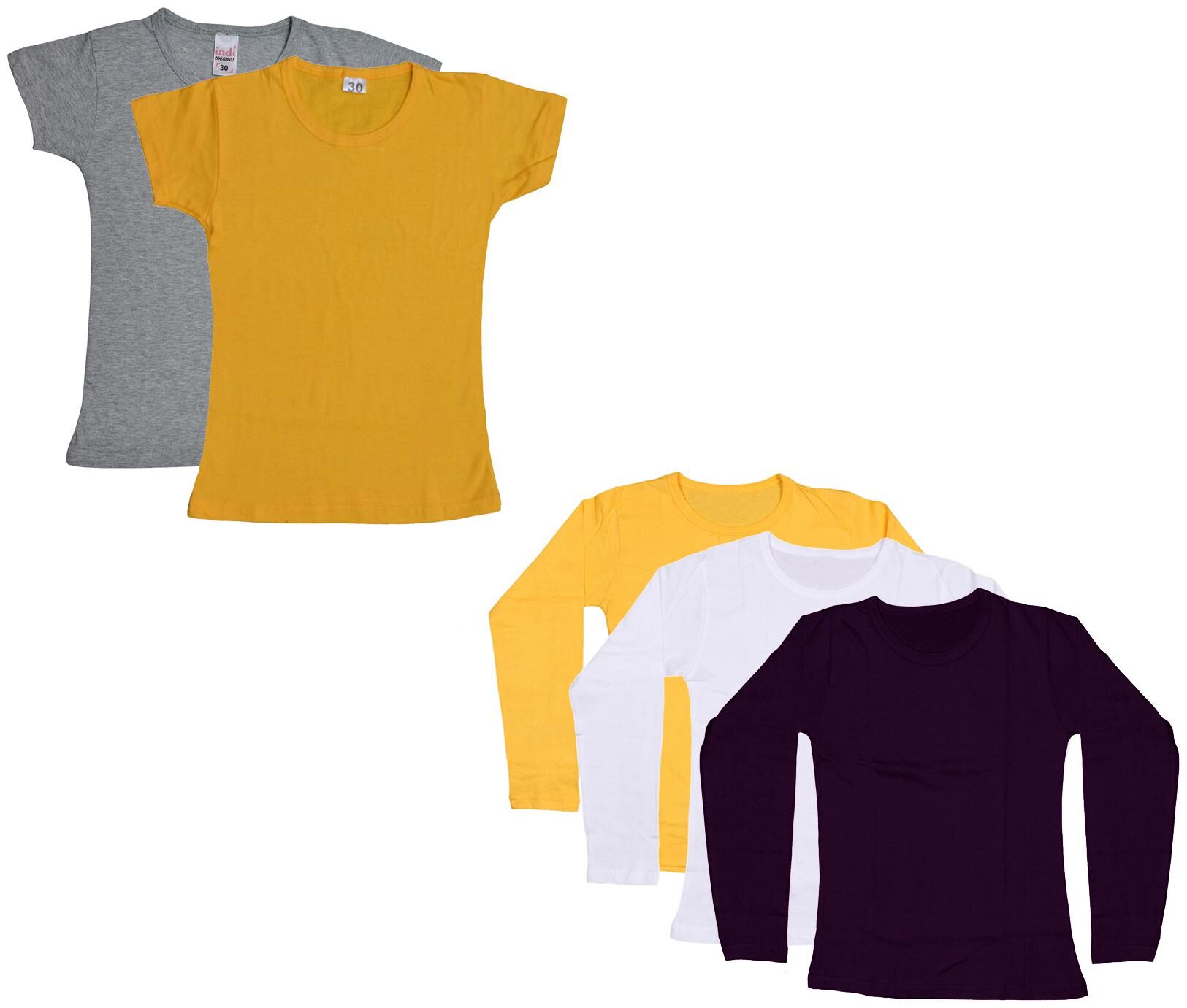 

Indiweaves Girl Cotton Solid T shirt - Multi