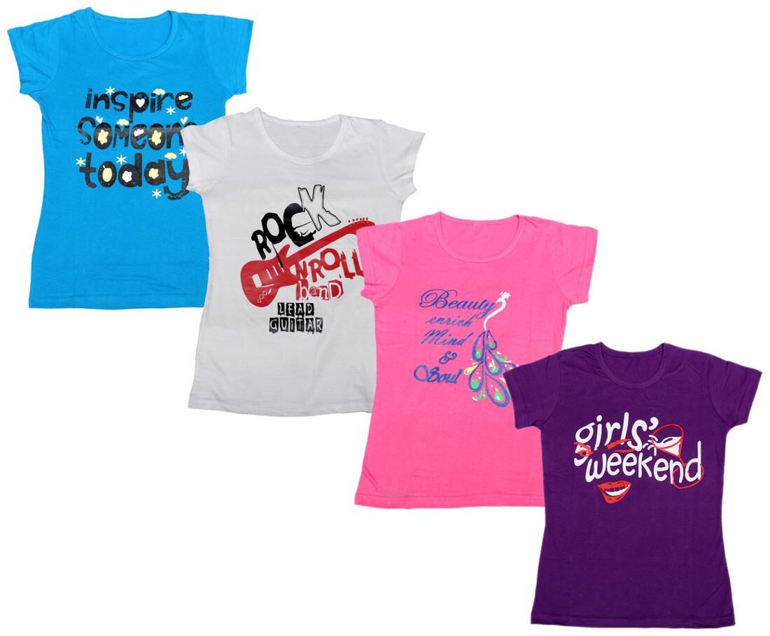 

Indiweaves Girl Cotton Printed T shirt - Multi