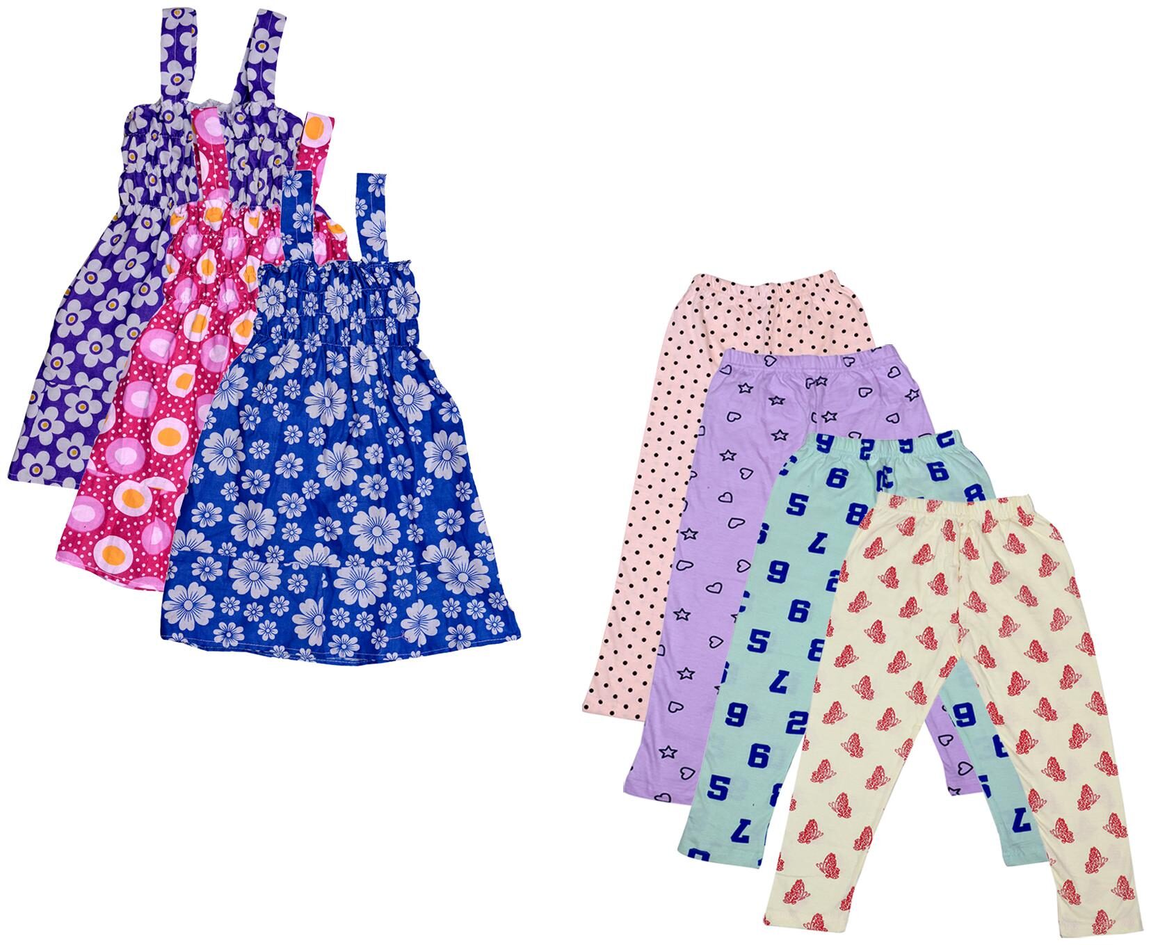

Indiweaves Girl Cotton Top Bottom Set - Multi
