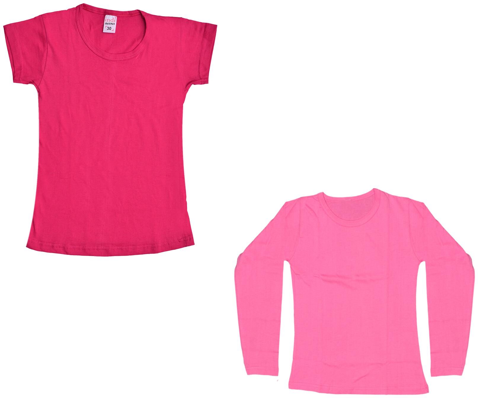 

Indiweaves Girl Cotton Solid T shirt - Multi