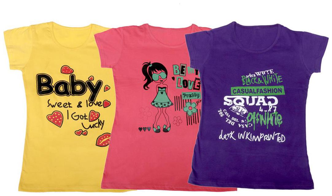 

Indiweaves Girl Cotton Solid T shirt - Multi