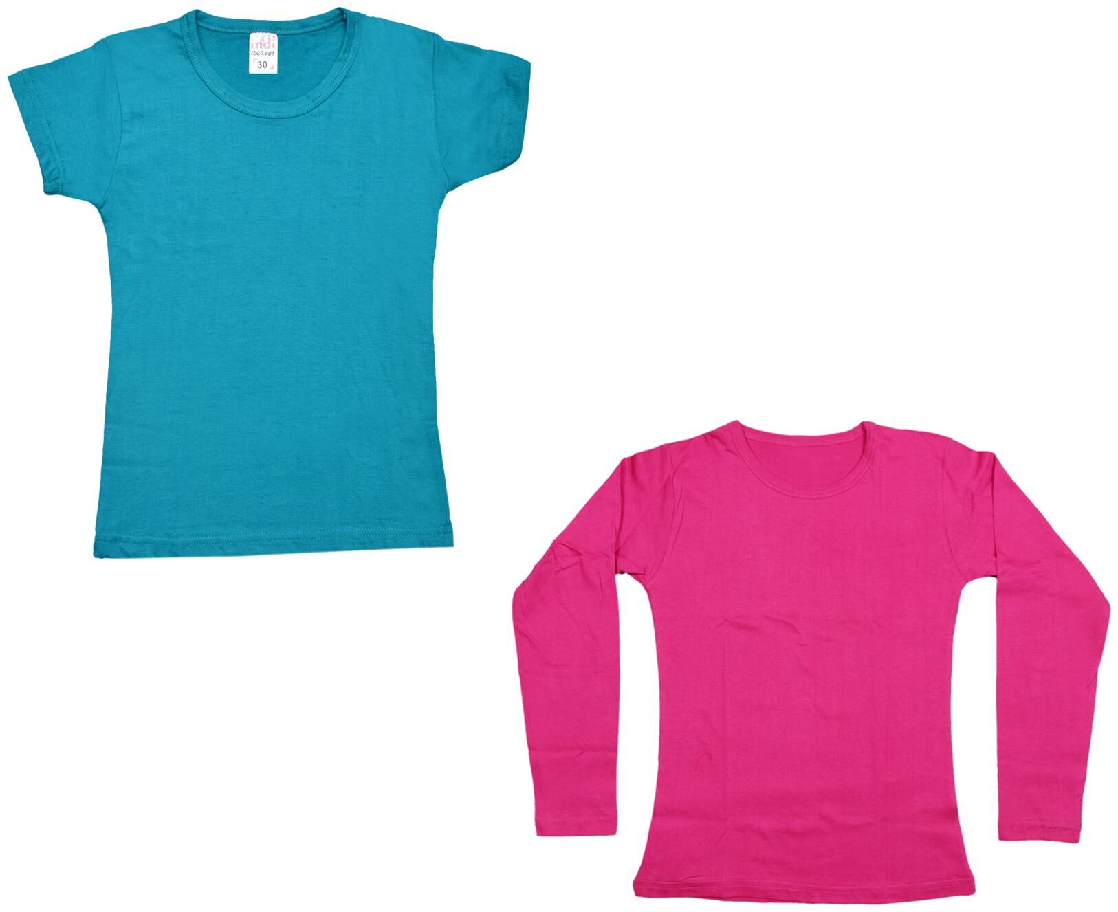 

Indiweaves Girl Cotton Solid T shirt - Multi