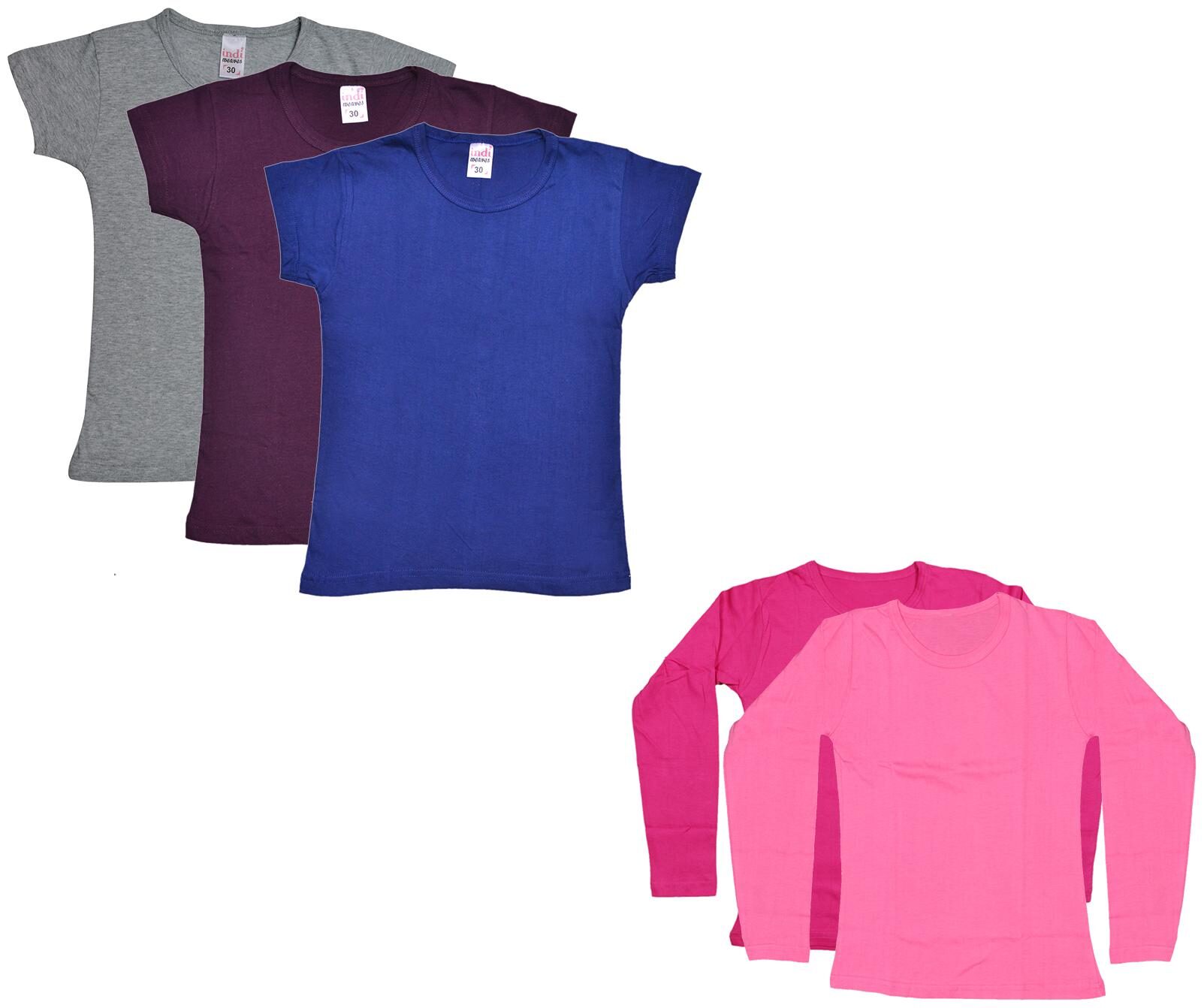 

Indiweaves Girl Cotton Solid T shirt - Multi