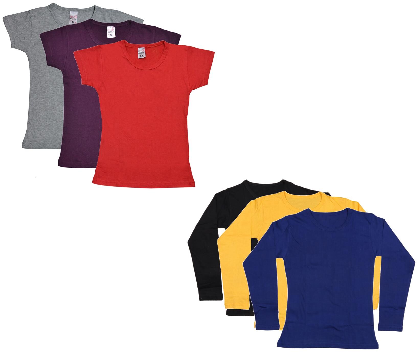 

Indiweaves Girl Cotton Solid T shirt - Multi
