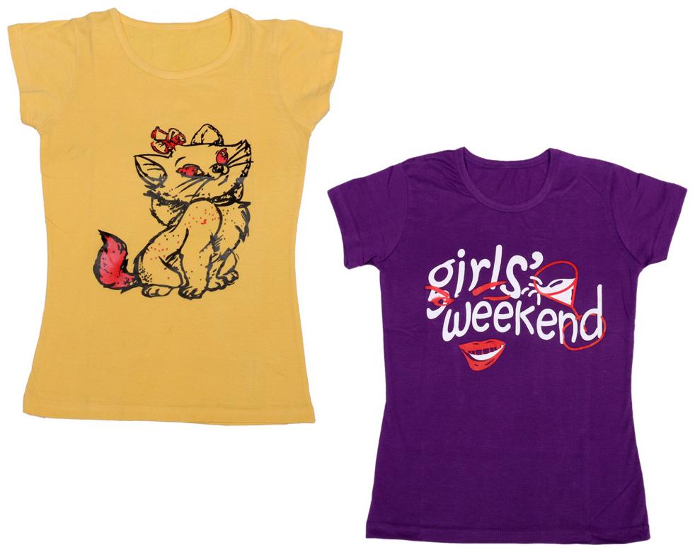 

Indiweaves Girl Cotton Printed T shirt - Grey