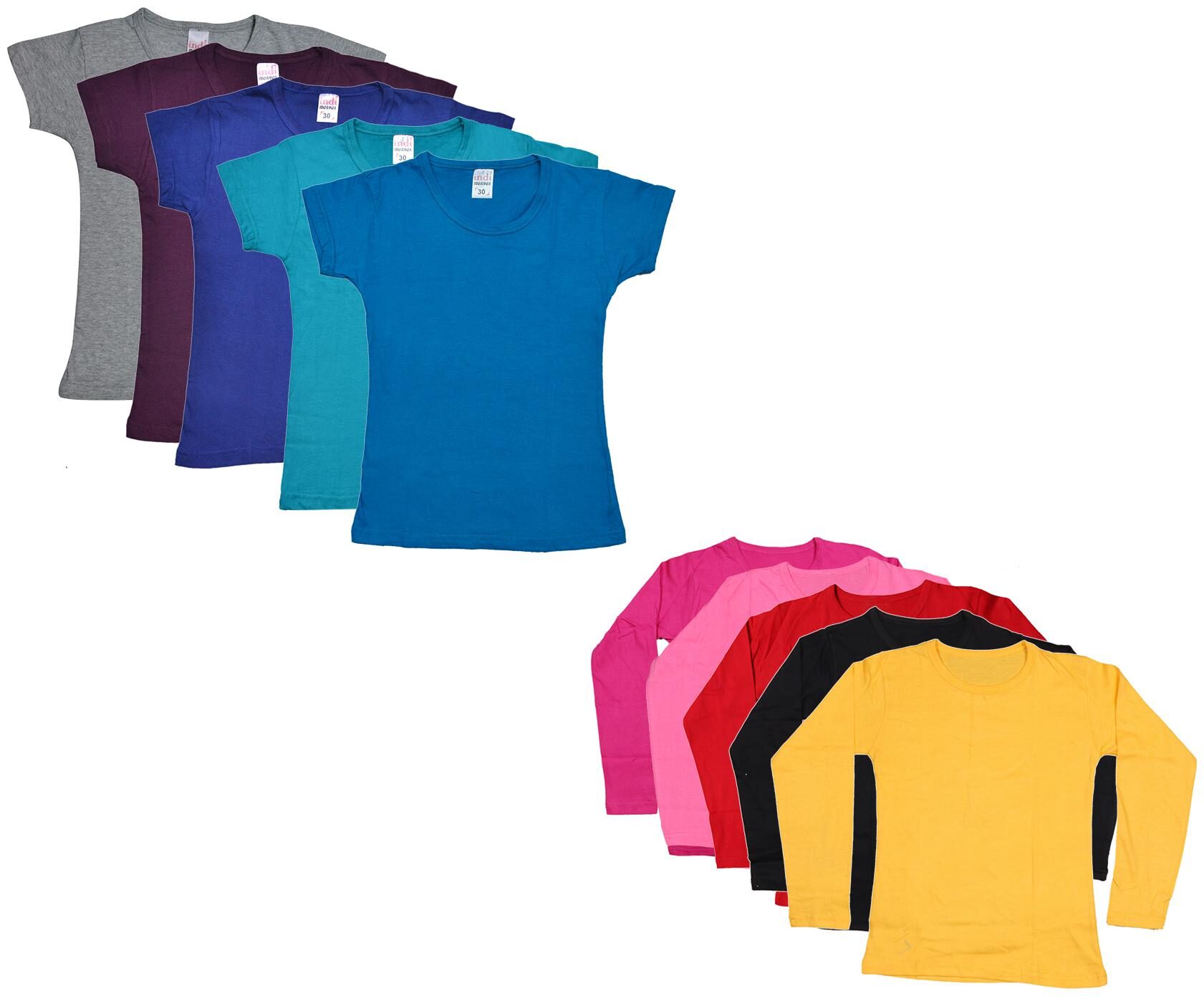

Indiweaves Girl Cotton Solid T shirt - Multi