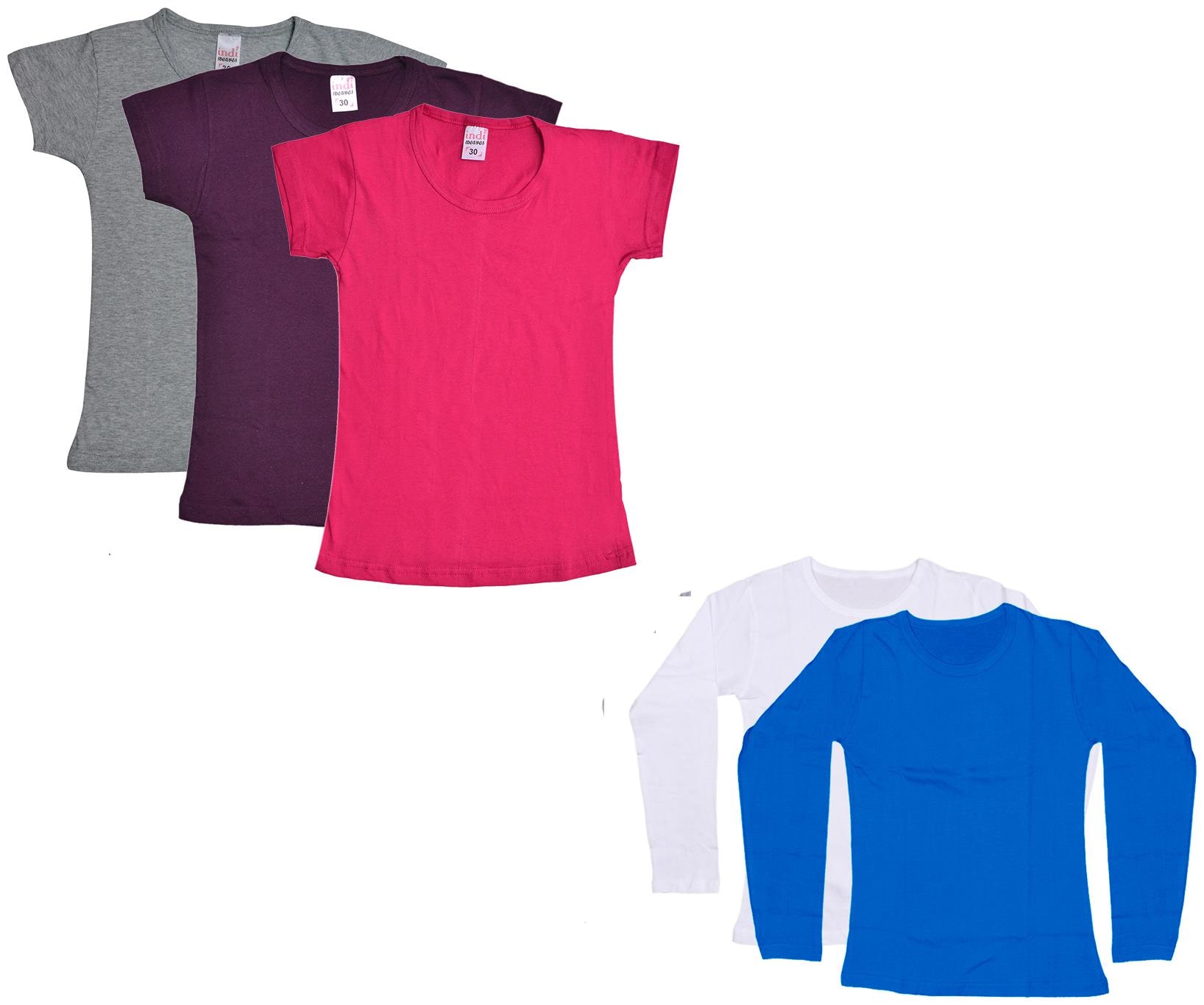 

Indiweaves Girl Cotton Solid T shirt - Multi