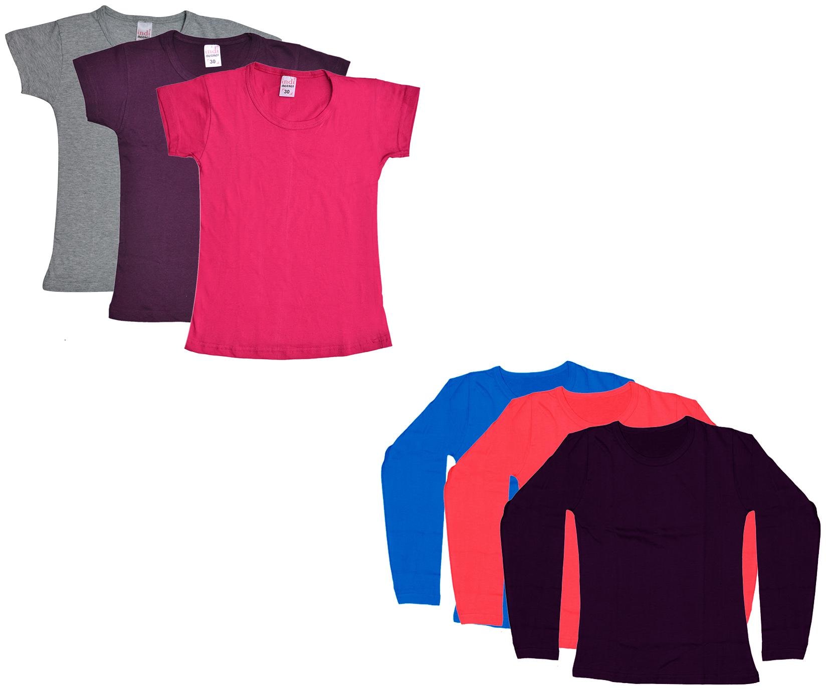 

Indiweaves Girl Cotton Solid T shirt - Multi