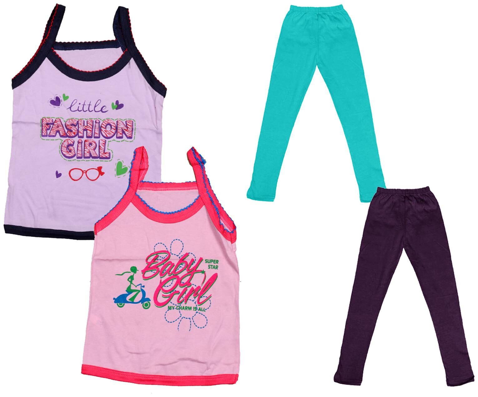 

Indiweaves Girl Cotton Top Bottom Set - Multi