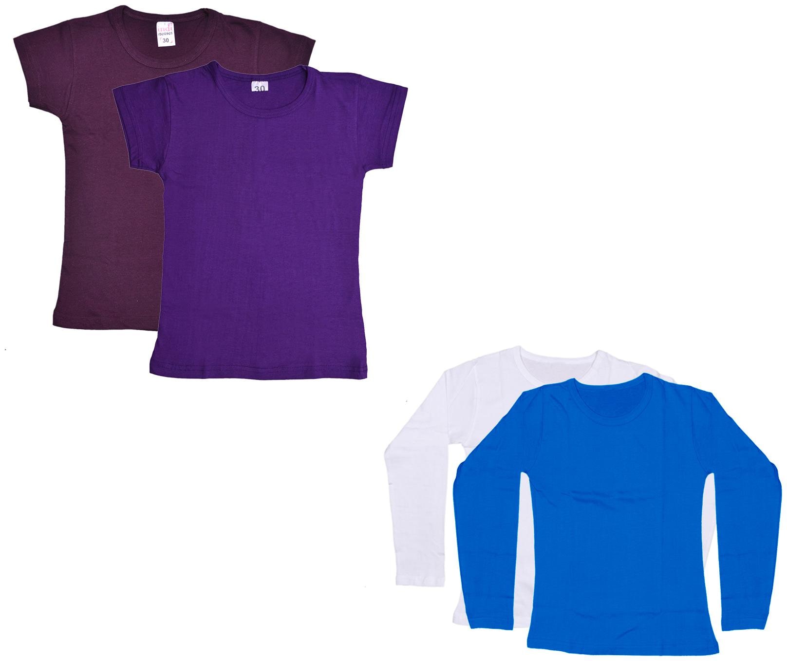 

Indiweaves Girl Cotton Solid T shirt - Multi