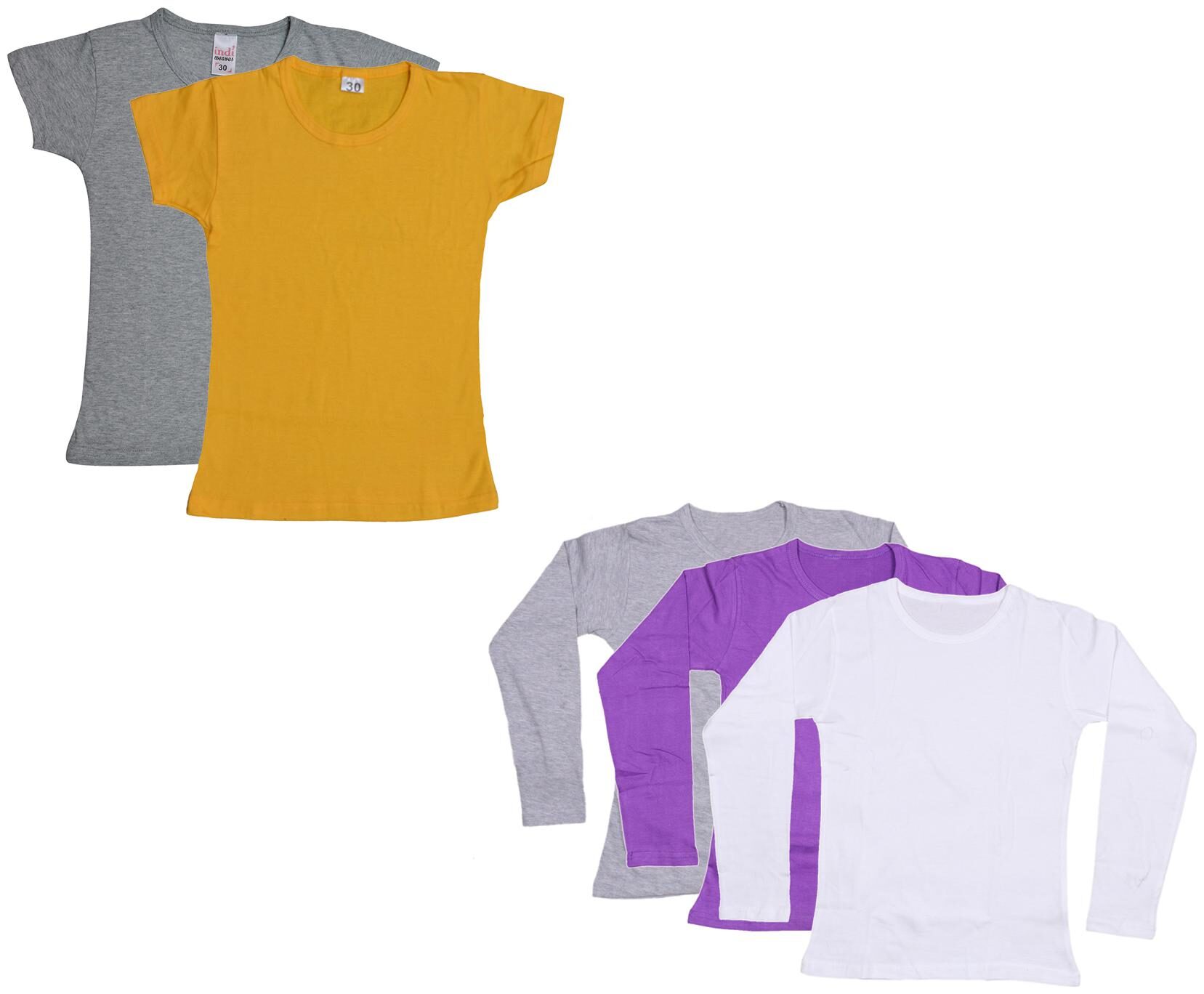

Indiweaves Girl Cotton Solid T shirt - Multi