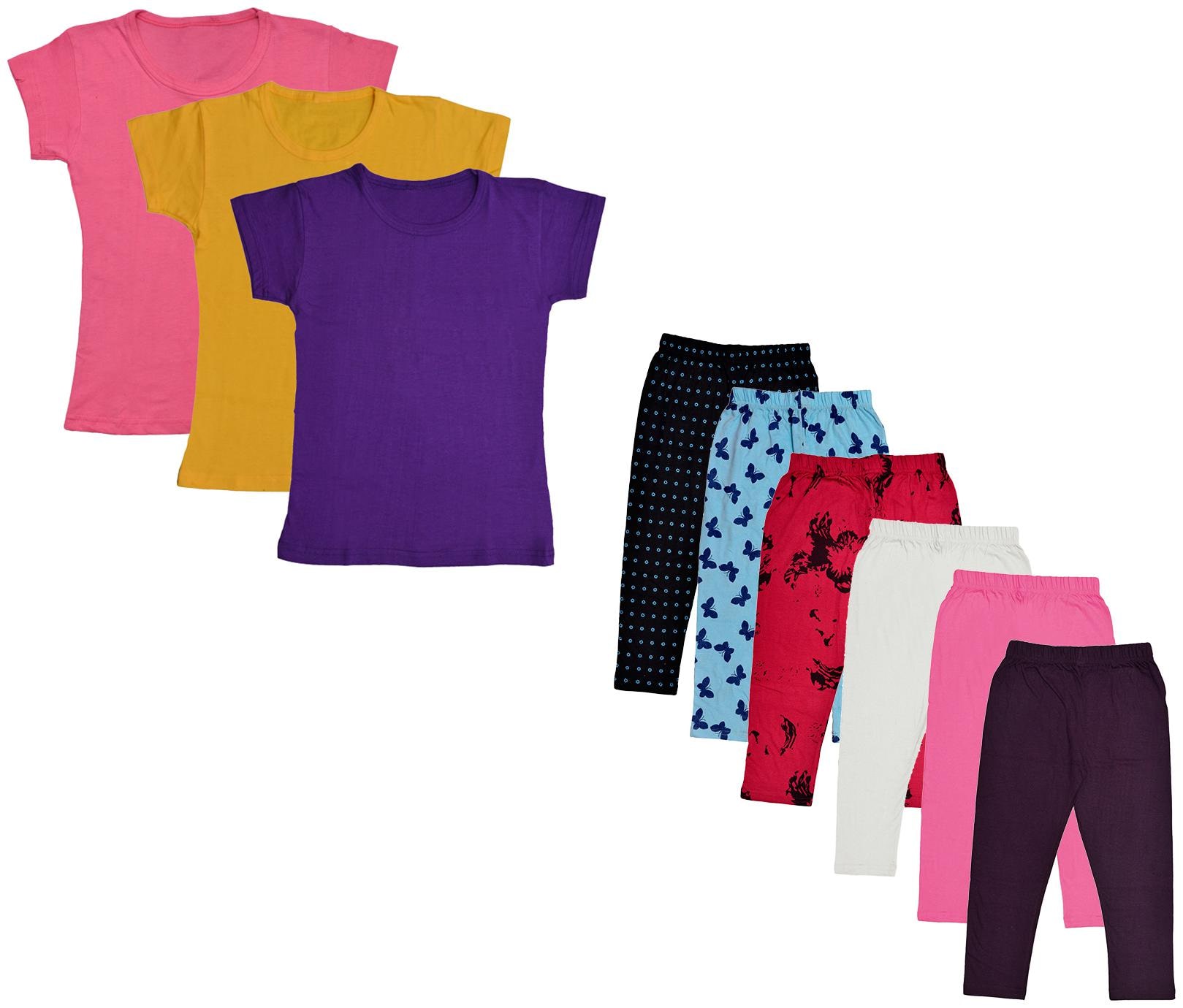 

Indiweaves Girl Cotton Top Bottom Set - Multi