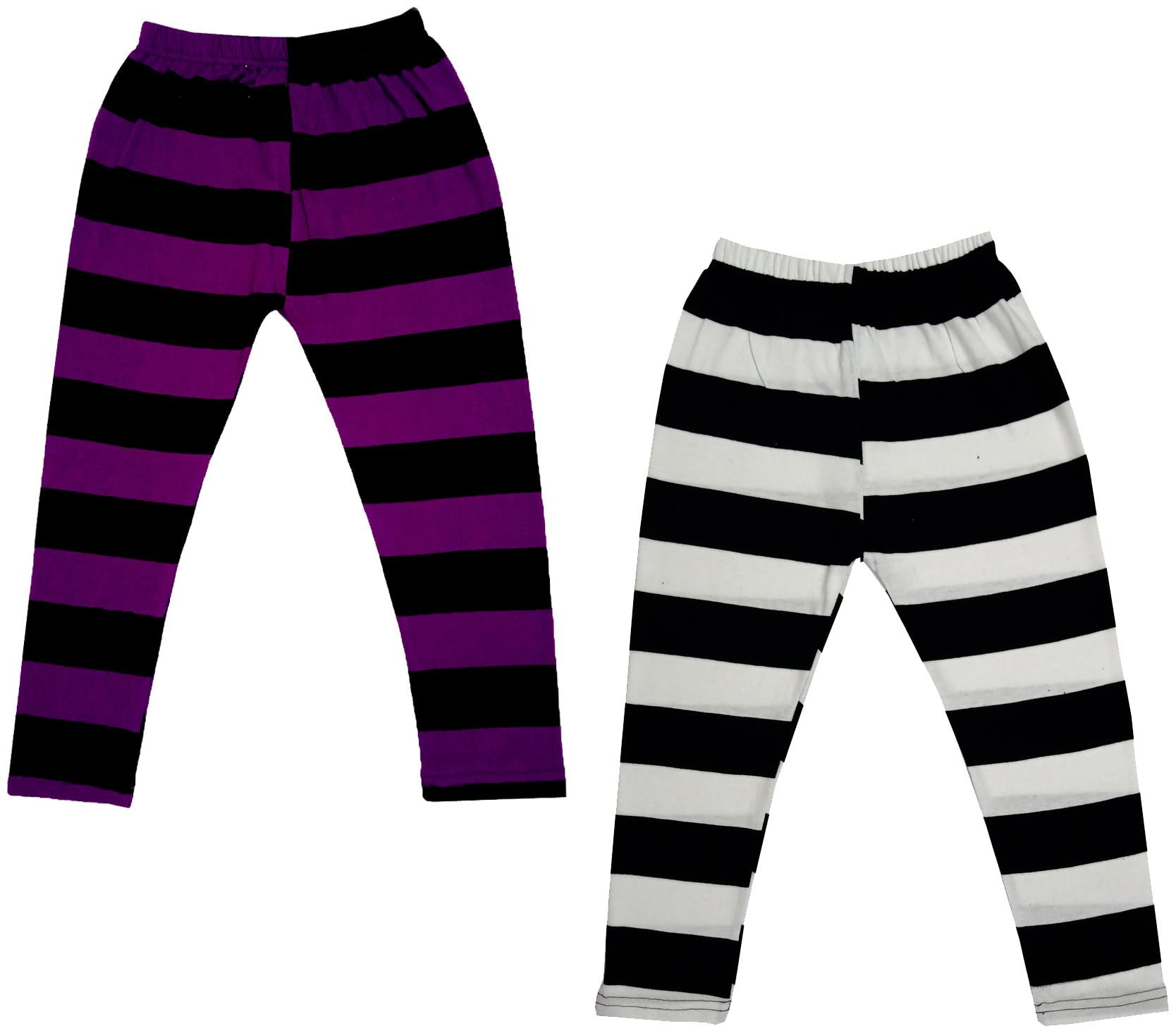 

IndiWeaves Girls Cotton Striped Capri 3 4th Leggings (Pack of 2) Multi
