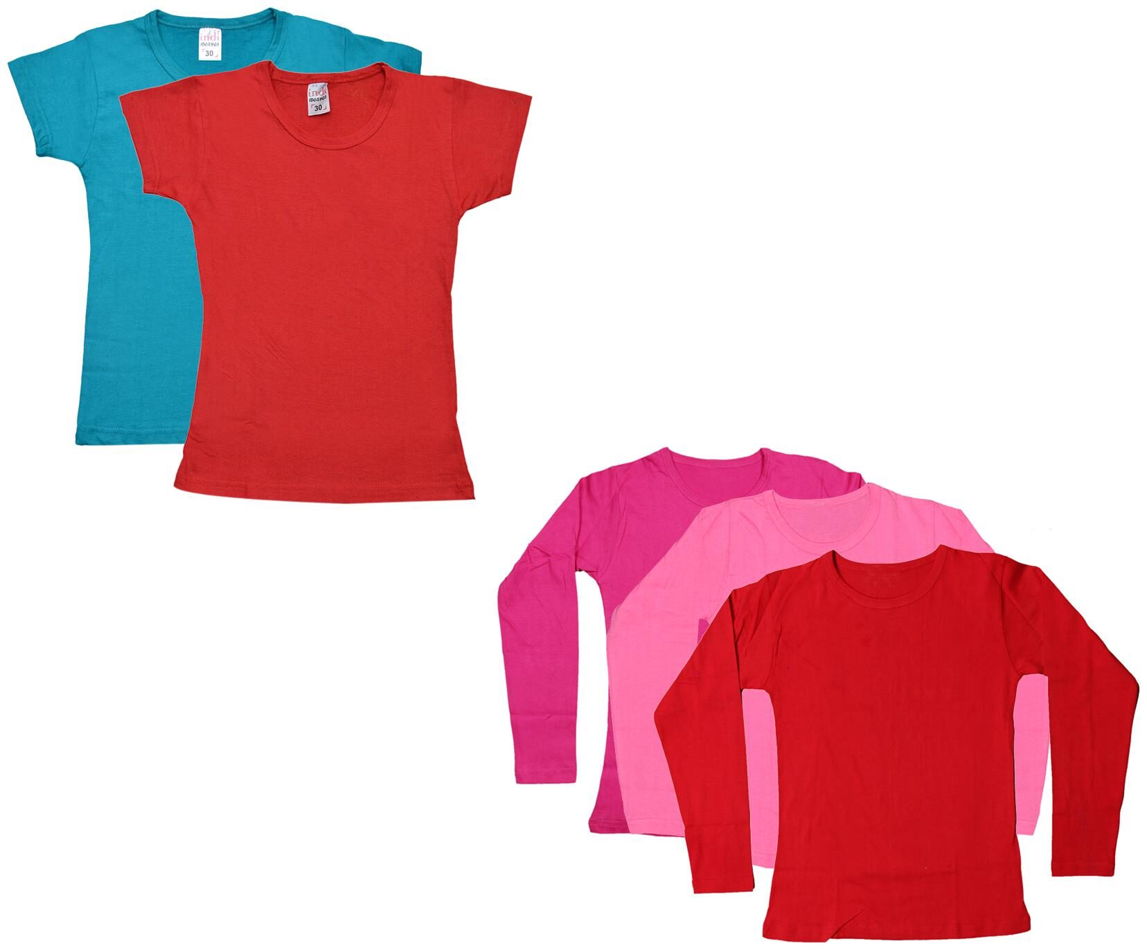 

Indiweaves Girl Cotton Solid T shirt - Multi