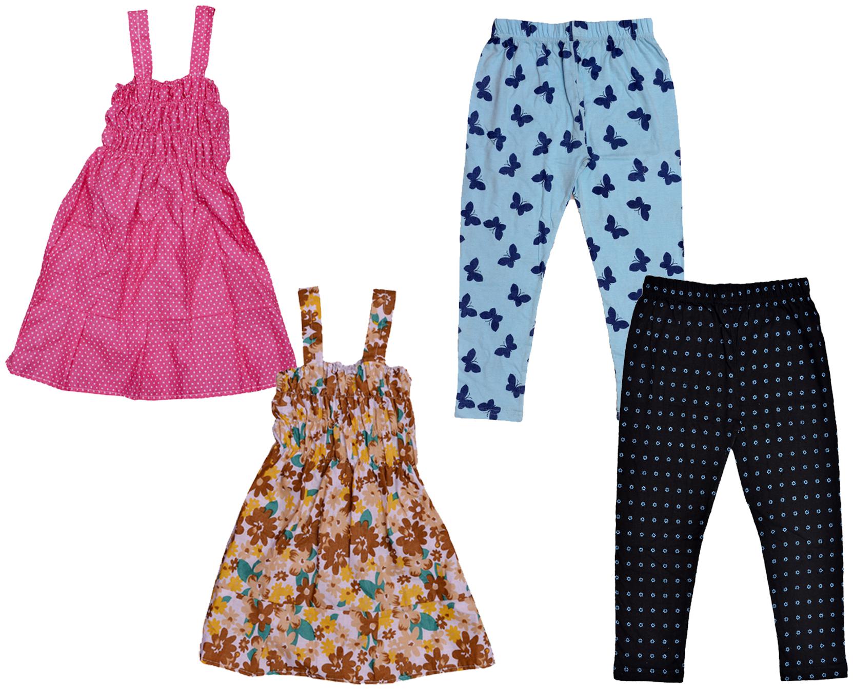 

Indiweaves Girl Cotton Top Bottom Set - Multi