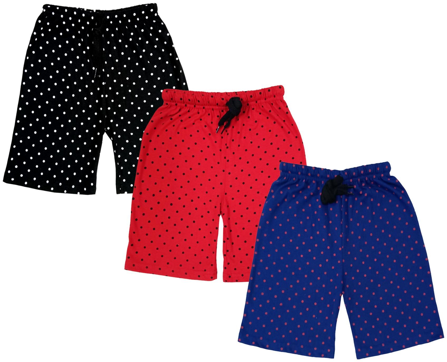 

IndiWeaves Girls Cotton Polka Dots Relaxed Fit Shorts (Pack of 3)