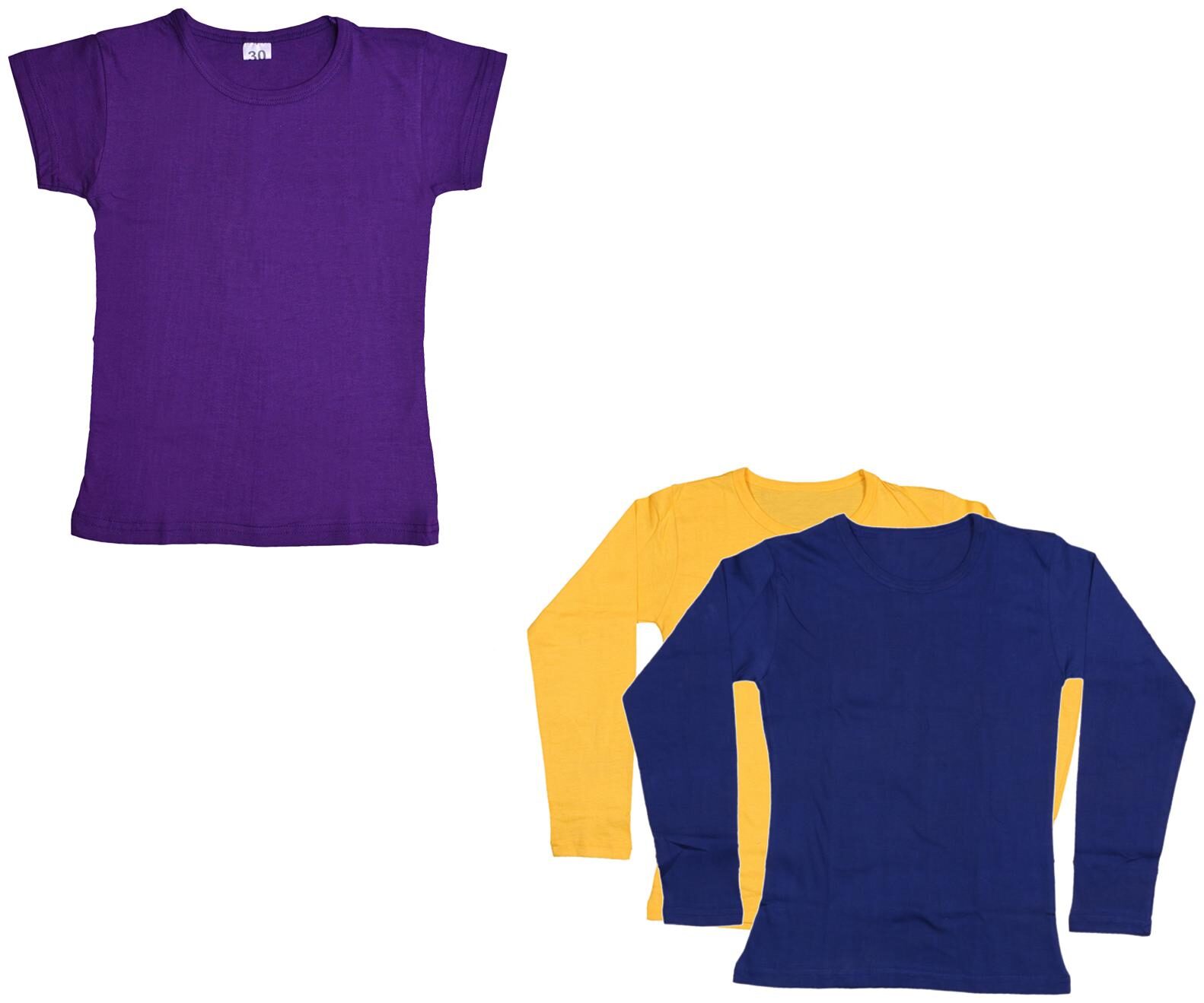 

Indiweaves Girl Cotton Solid T shirt - Multi