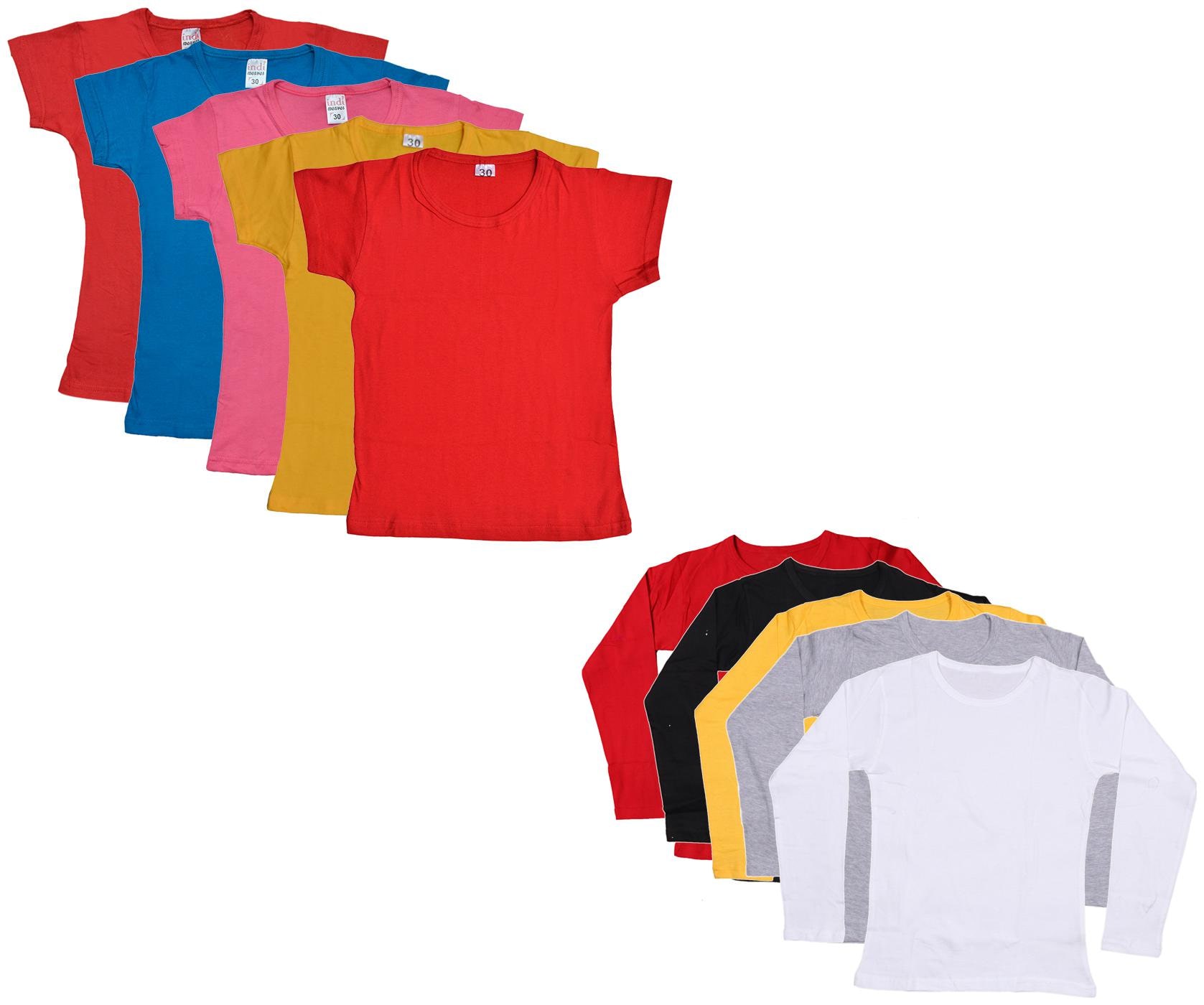 

Indiweaves Girl Cotton Solid T shirt - Multi