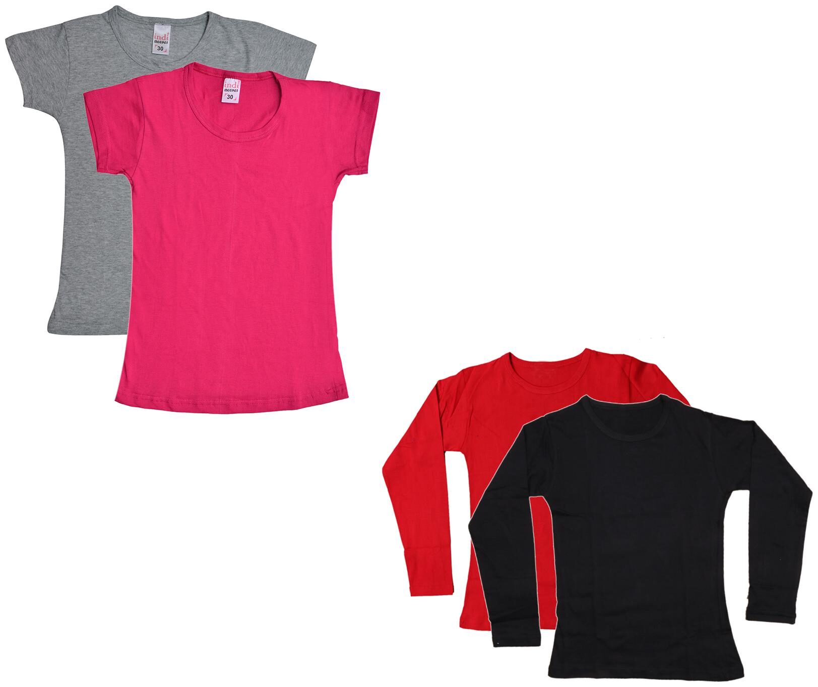 

Indiweaves Girl Cotton Solid T shirt - Multi