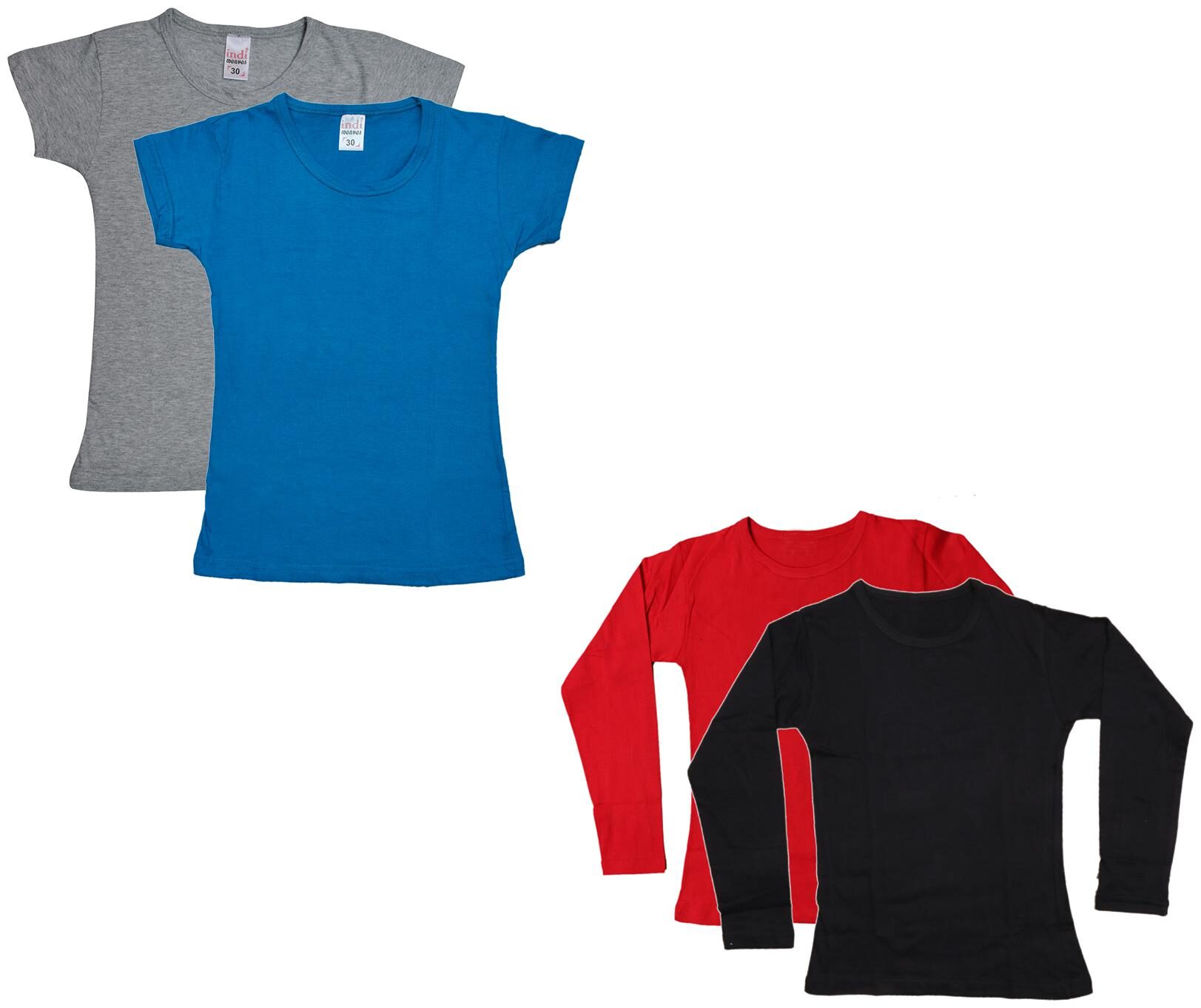 

Indiweaves Girl Cotton Solid T shirt - Multi