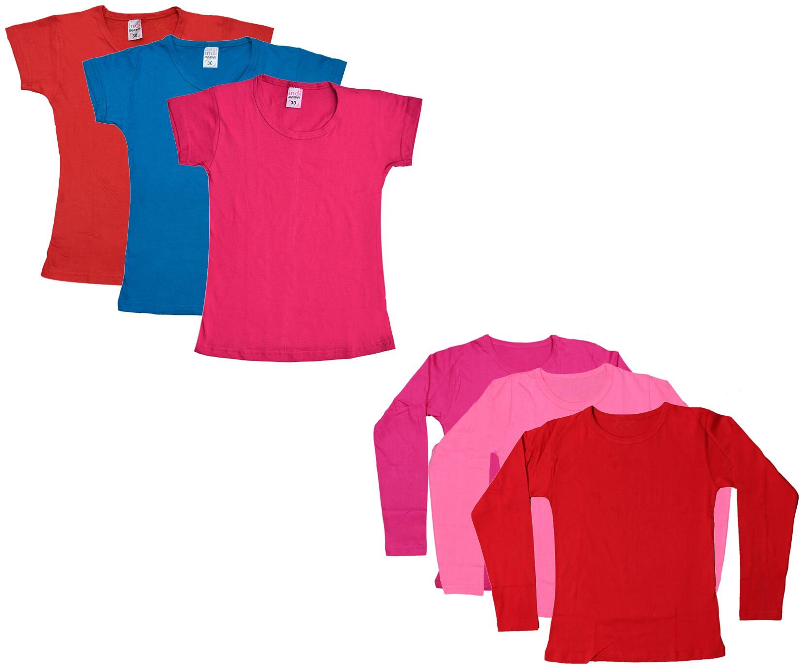 

Indiweaves Girl Cotton Solid T shirt - Multi