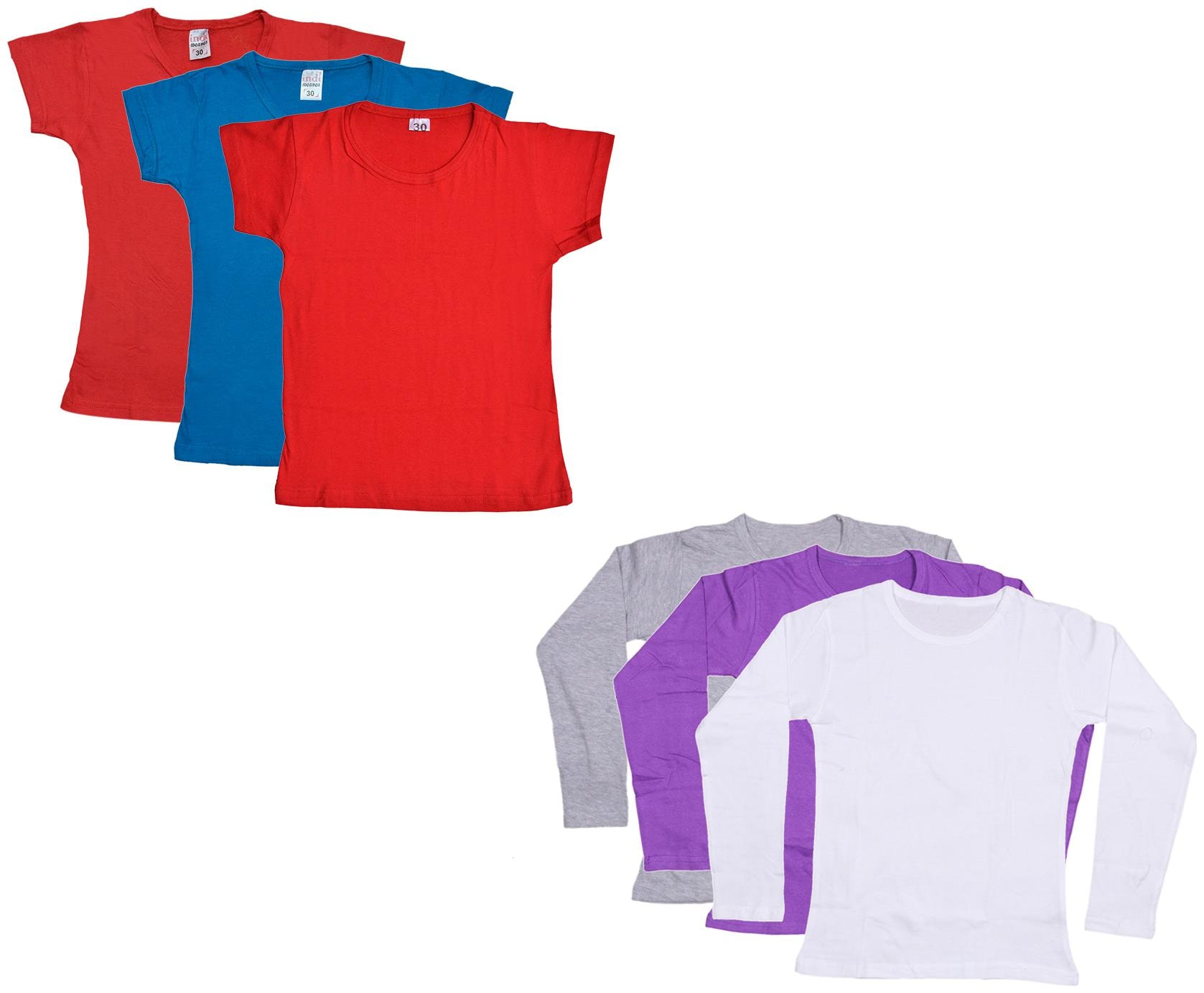 

Indiweaves Girl Cotton Solid T shirt - Multi