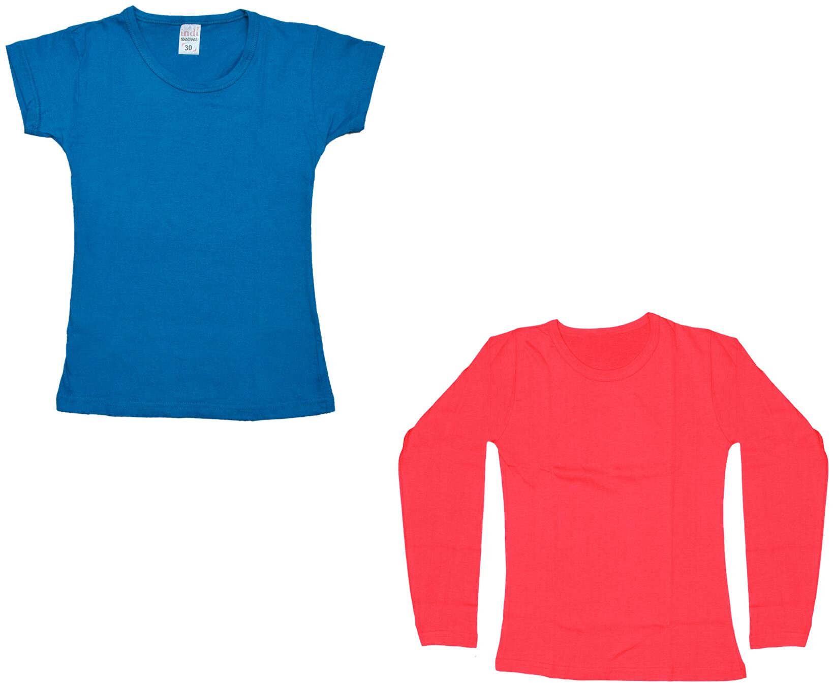 

Indiweaves Girl Cotton Solid T shirt - Red