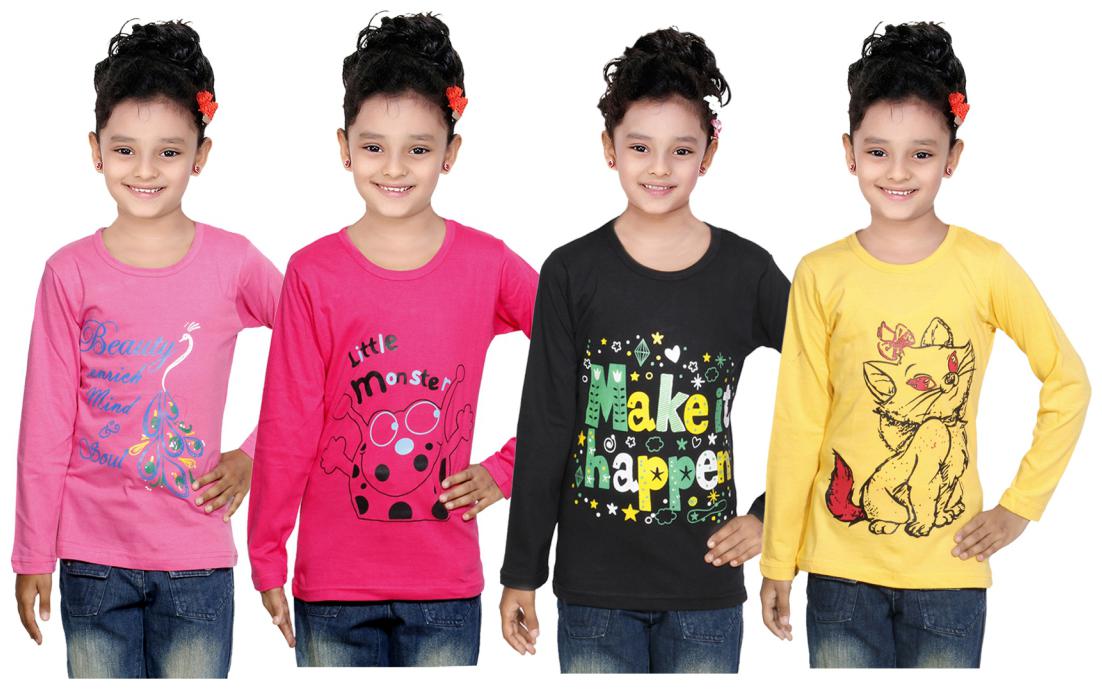 

Indiweaves Girl Cotton Solid Top - Multi