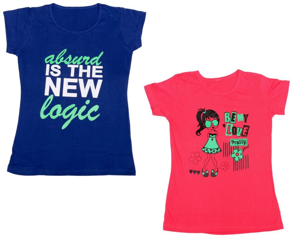 

Indiweaves Girl Cotton Printed T shirt - Multi