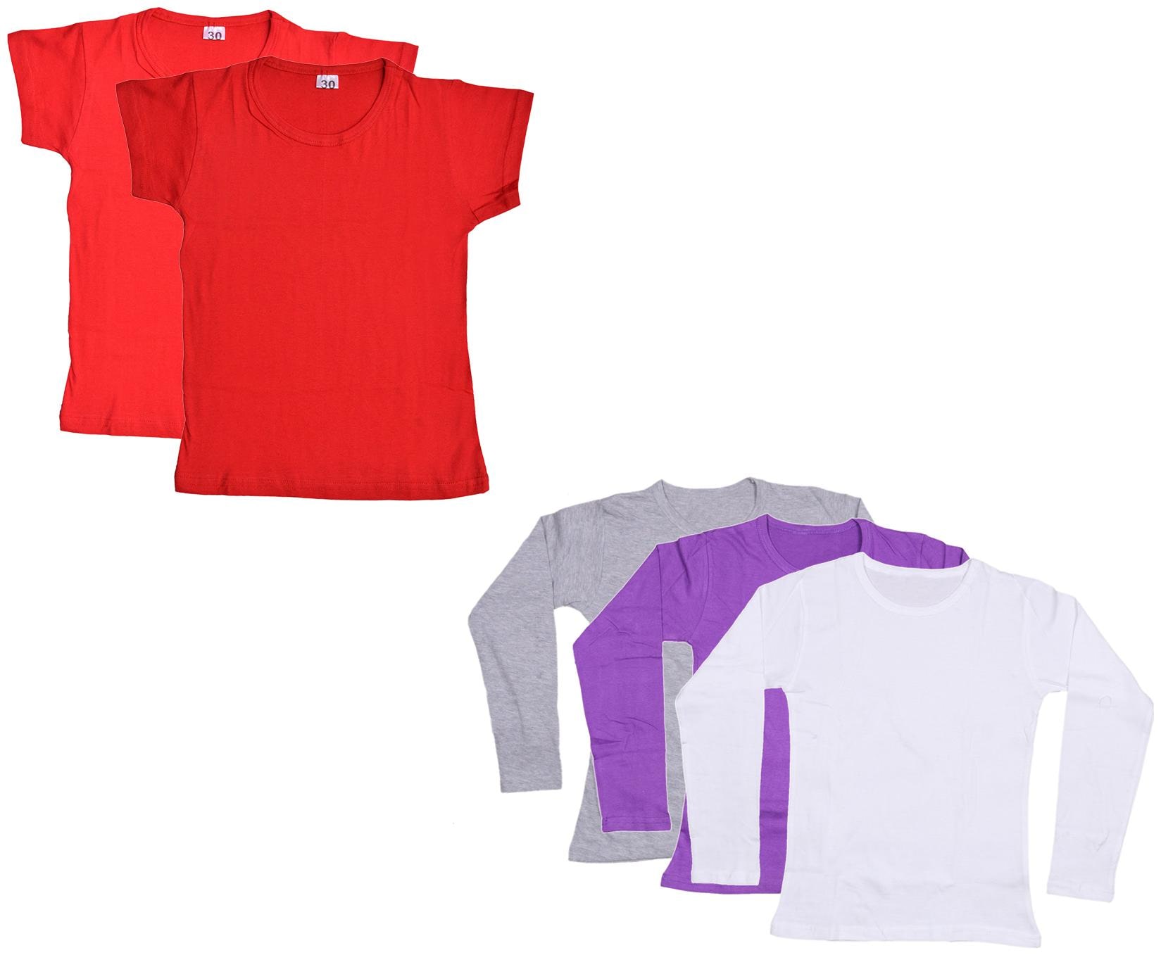 

Indiweaves Girl Cotton Solid T shirt - Multi