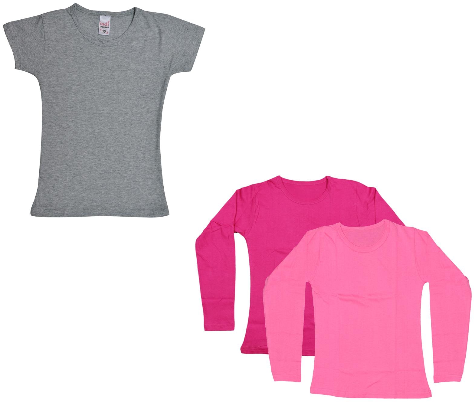 

Indiweaves Girl Cotton Solid T shirt - Multi