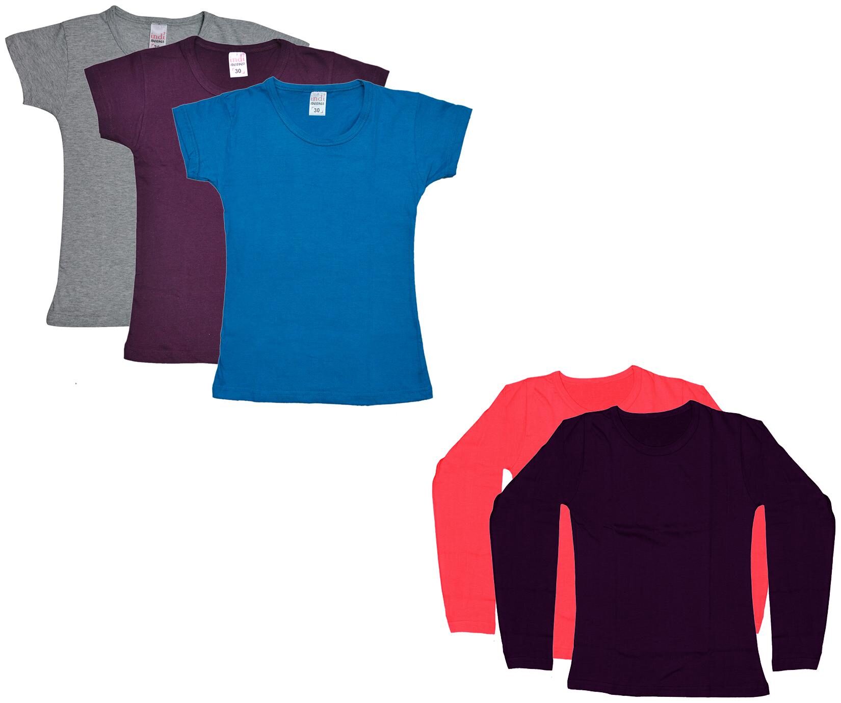 

Indiweaves Girl Cotton Solid T shirt - Multi