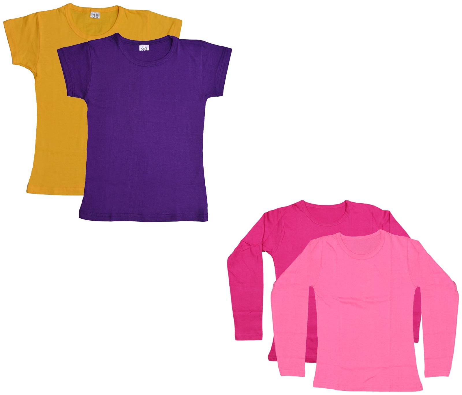 

Indiweaves Girl Cotton Solid T shirt - Multi