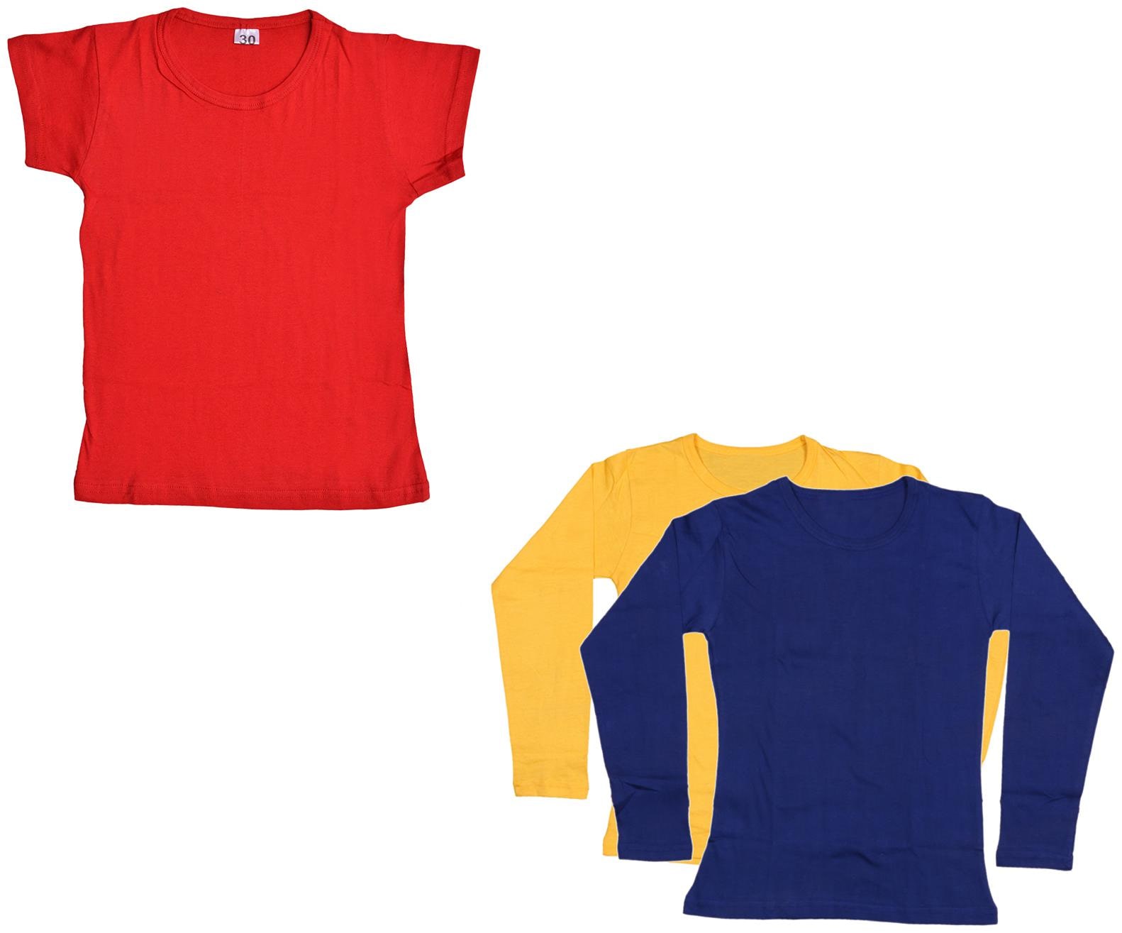 

Indiweaves Girl Cotton Solid T shirt - Multi