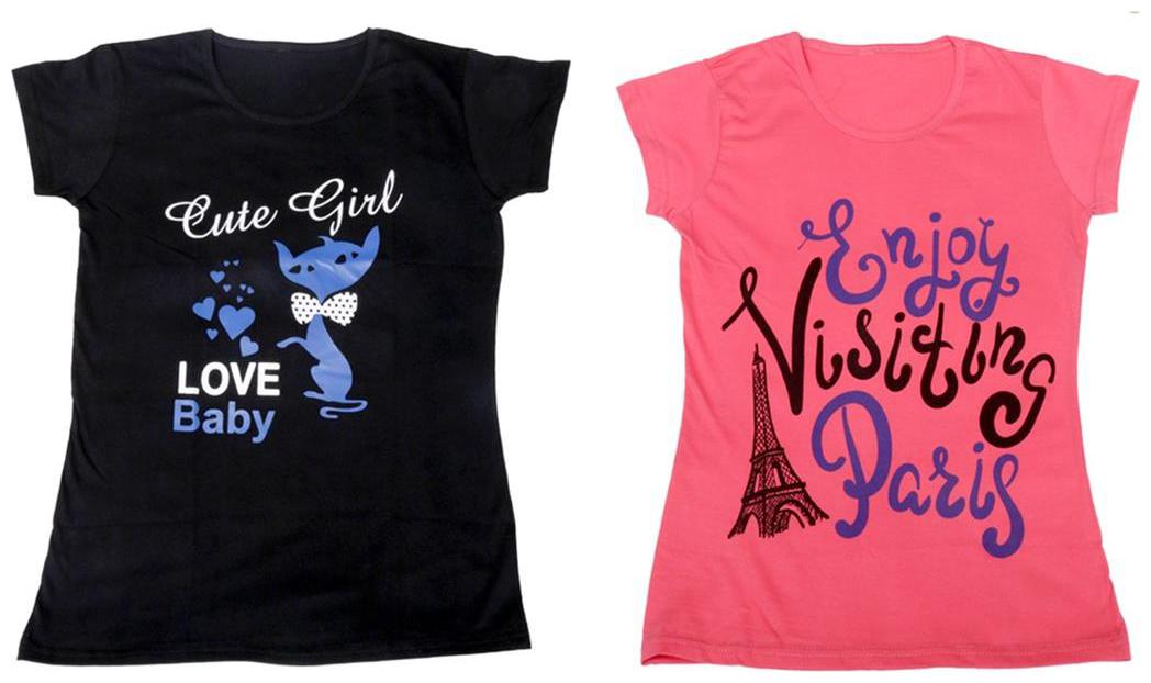 

Indiweaves Girl Cotton Solid T shirt - Multi