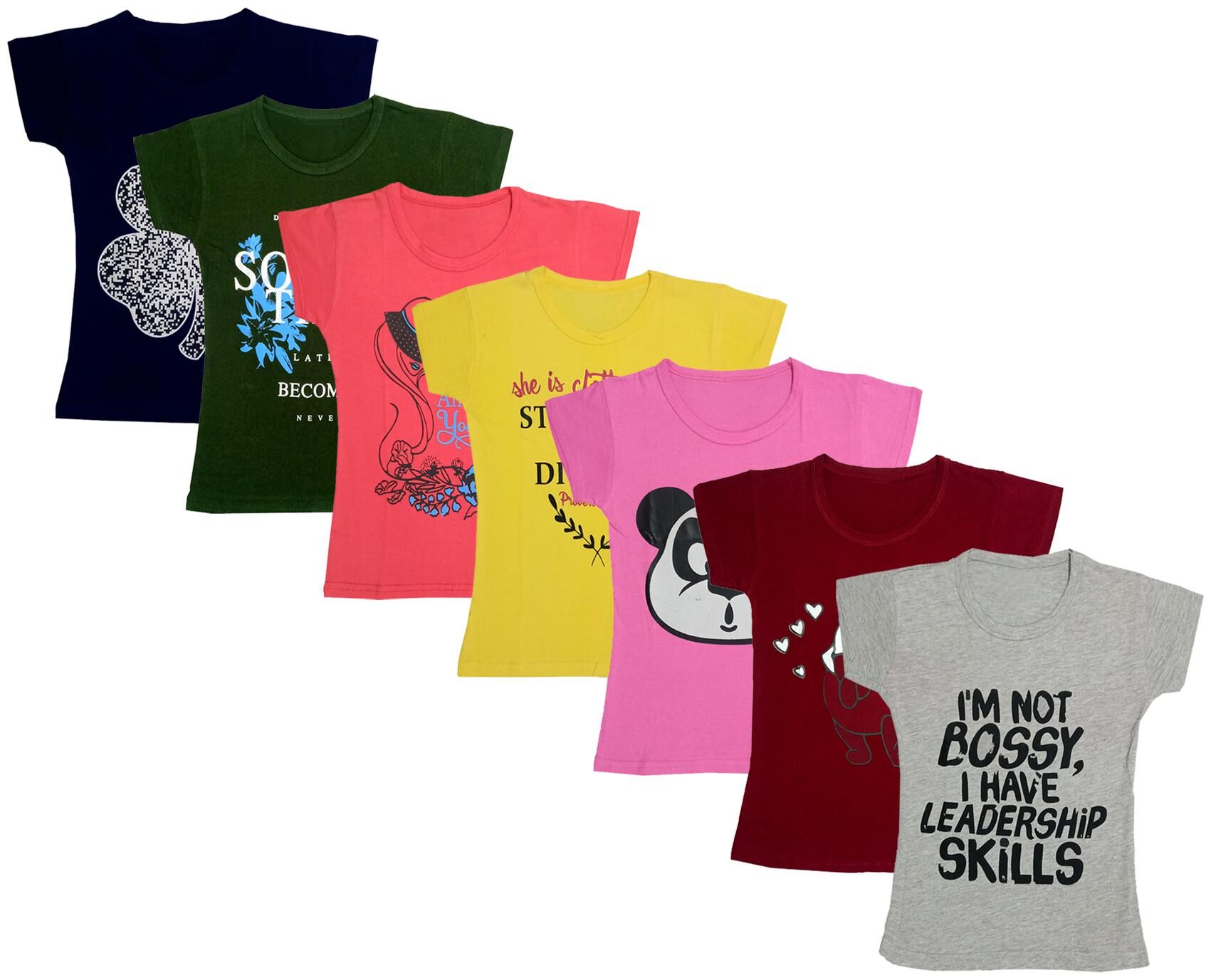 

Indiweaves Girl Cotton Printed T shirt - Multi