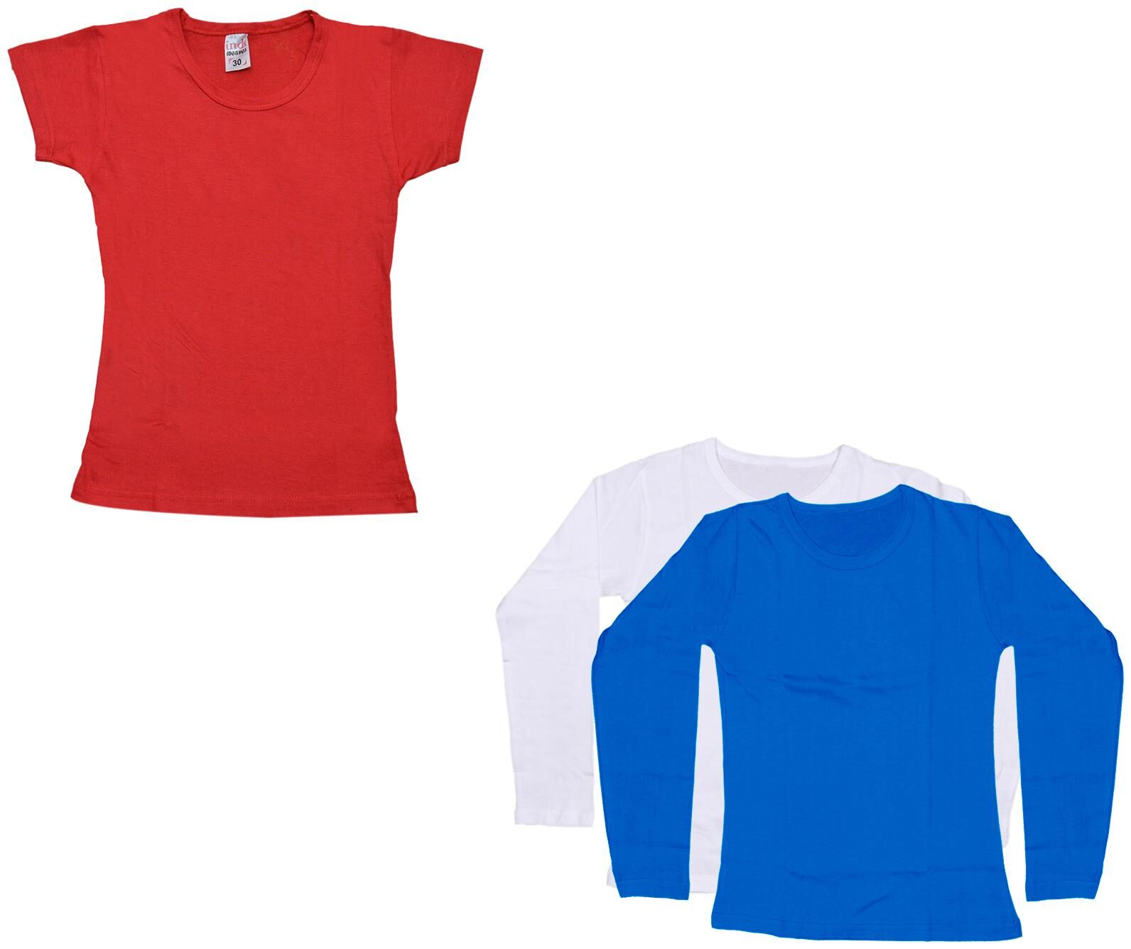 

Indiweaves Girl Cotton Solid T shirt - Multi
