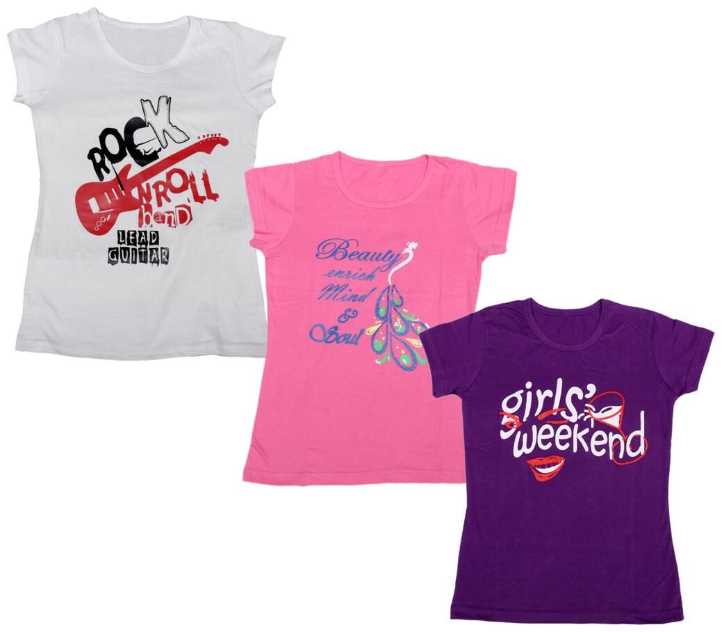 

Indiweaves Girl Cotton Printed T shirt - Multi